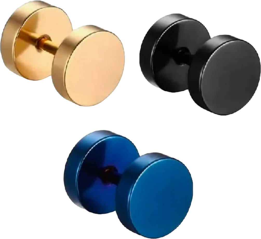     			Shree Ju Multicolor Plug Earrings ( Pack of 3 )
