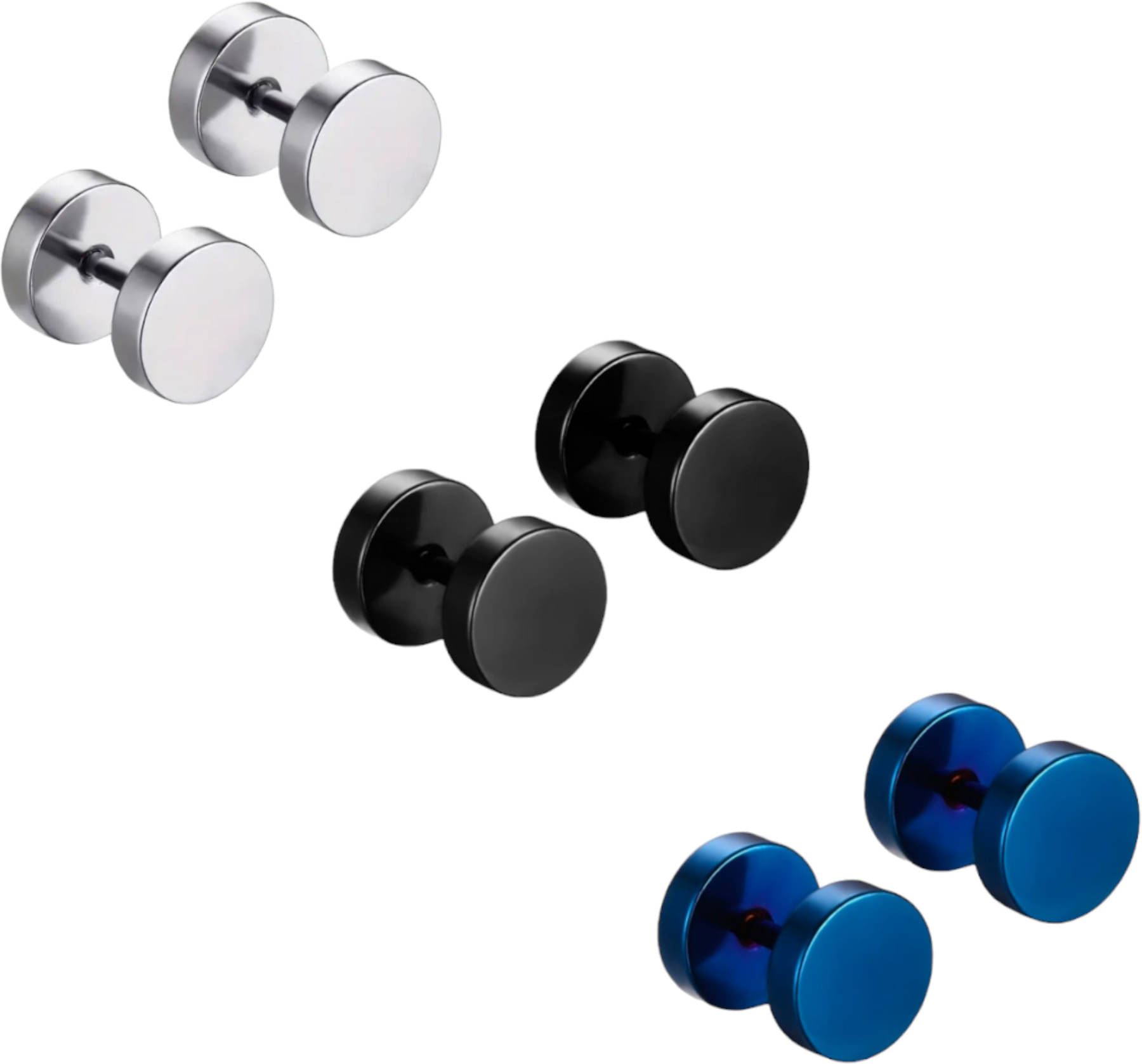     			Shree Ju Multicolor Plug Earrings ( Pack of 3 )