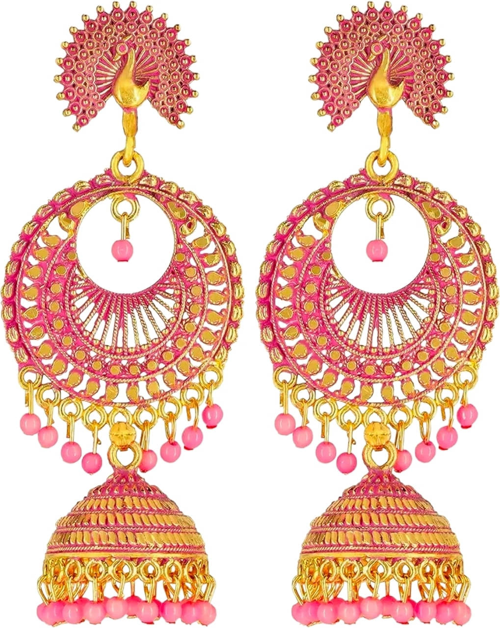     			Shree Ju Pink Danglers Earrings ( Pack of 1 )