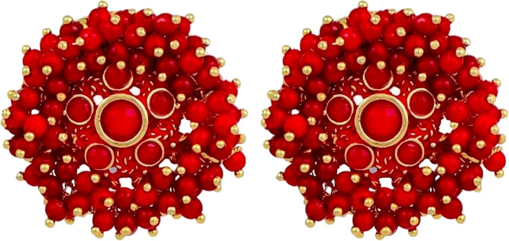     			Shree Ju Red Stud Earrings ( Pack of 1 )