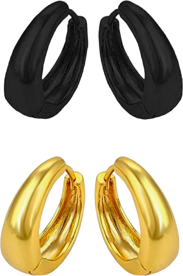 Shree Ju Trending Black Golden Hinged Kaju Bali Combo For Men Women Boys Girls (2 Sets) Shree Ju Trending Black Golden Hinged Kaju Bali Combo For Men Women Boys Girls (2 Sets)