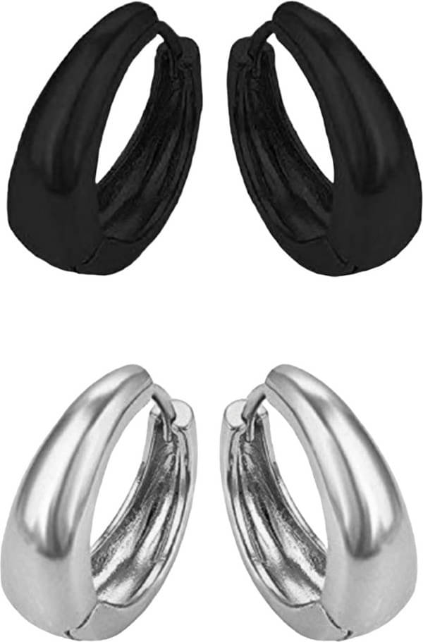 Shree Ju Trending Black Silver Hinged Kaju Bali Combo For Men Women Boys Girls (2 Sets) Shree Ju Trending Black Silver Hinged Kaju Bali Combo For Men Women Boys Girls (2 Sets)
