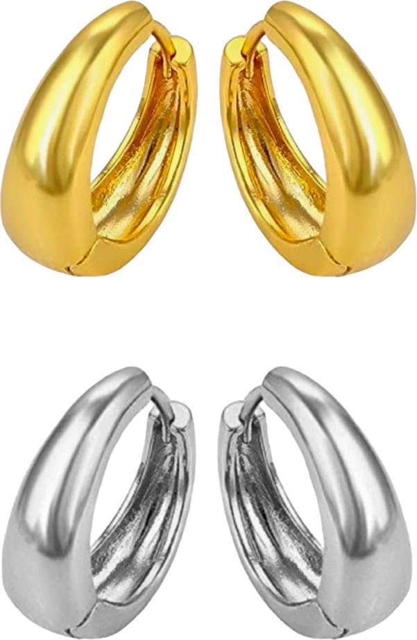 Shree Ju Trending Golden Silver Hinged Kaju Bali Combo For Men Women Boys Girls (2 Sets) Shree Ju Trending Golden Silver Hinged Kaju Bali Combo For Men Women Boys Girls (2 Sets)