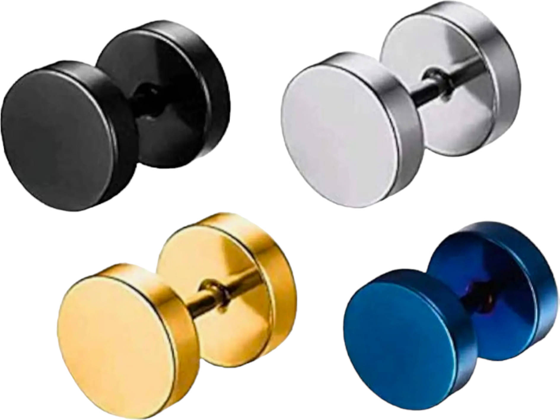 Shree Ju Trendy Black Silver Gold Blue Barbell Dumbbell Bali Combo For Men Women (4 Pcs) Shree Ju Trendy Black Silver Gold Blue Barbell Dumbbell Bali Combo For Men Women (4 Pcs)