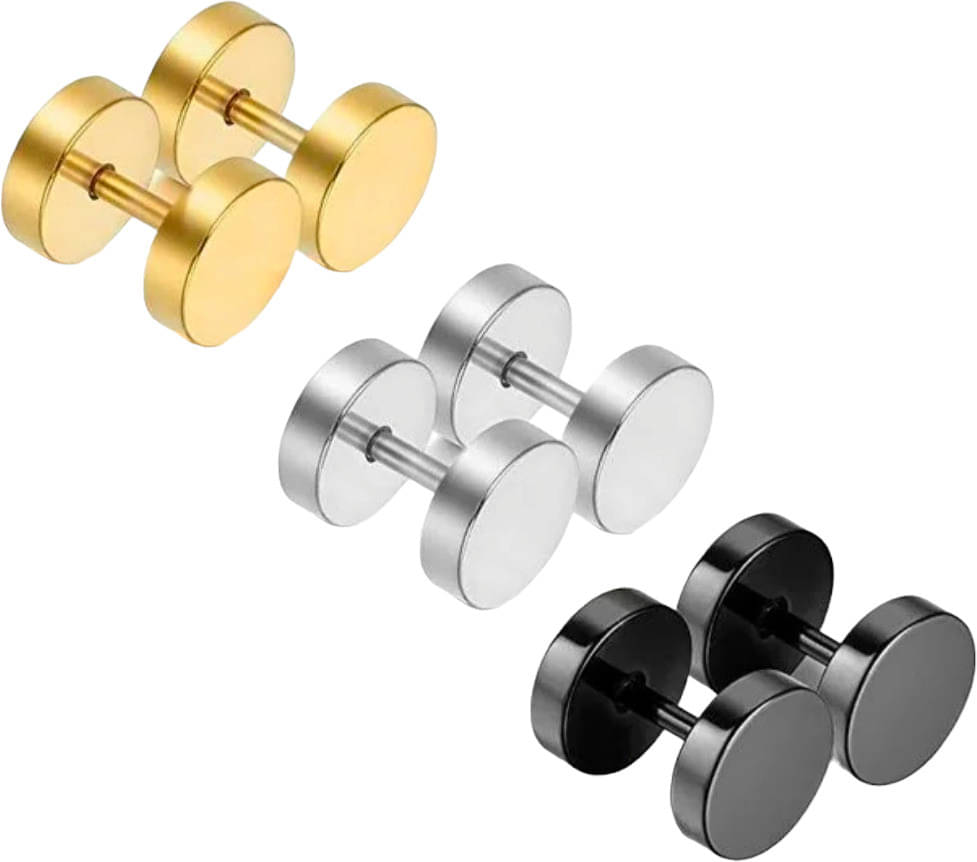    			Shree Ju Trendy Black Silver Golden Barbell Dumbbell Bali Combo For Men Women (3 Sets)