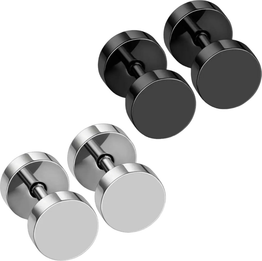     			Shree Ju Trendy Black Silver Barbell Dumbbell Bali Combo For Men Women (2 Sets)