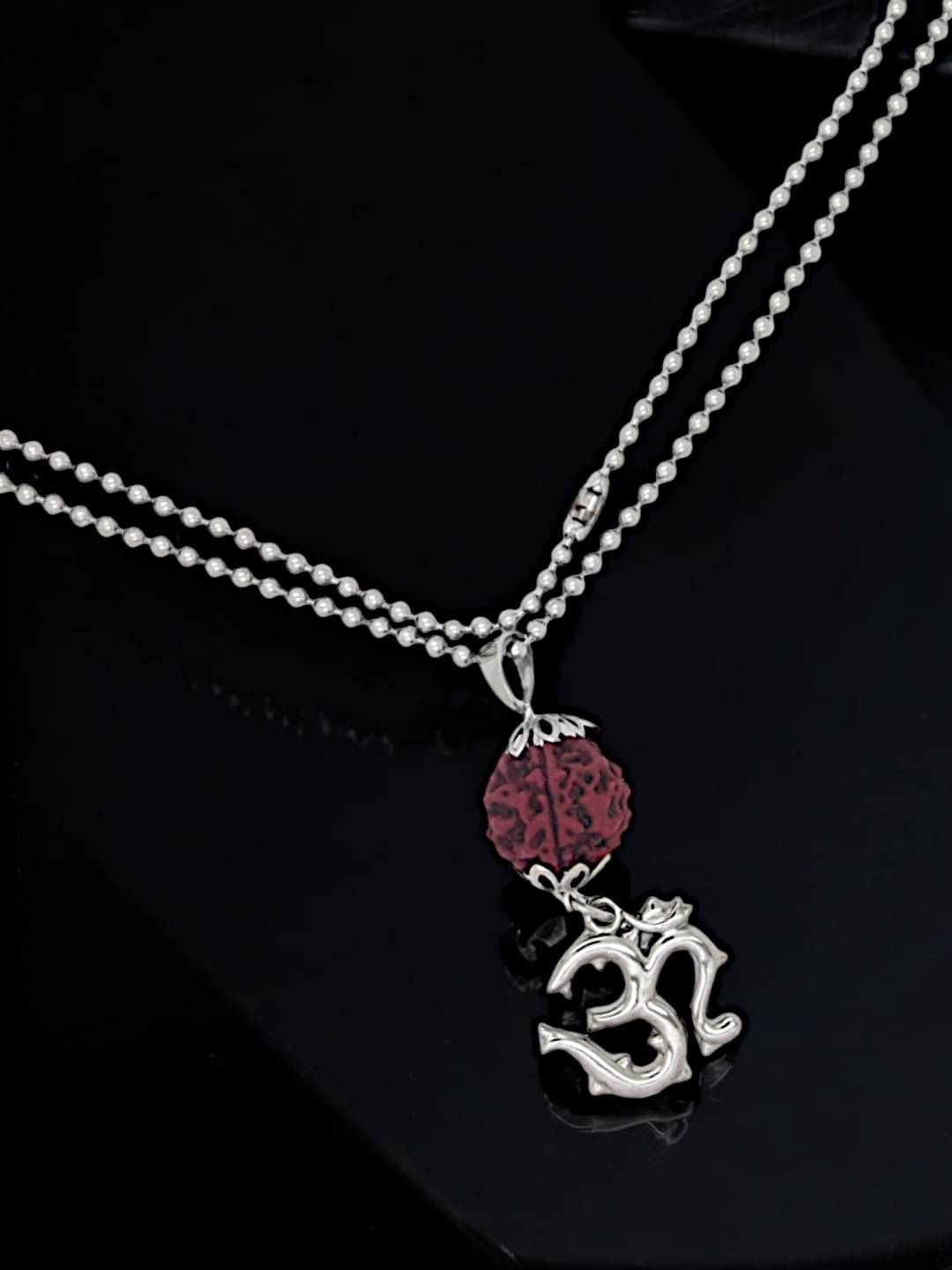     			Silver Plated Shivji Om Rudraksh Men's Chain with Pendant