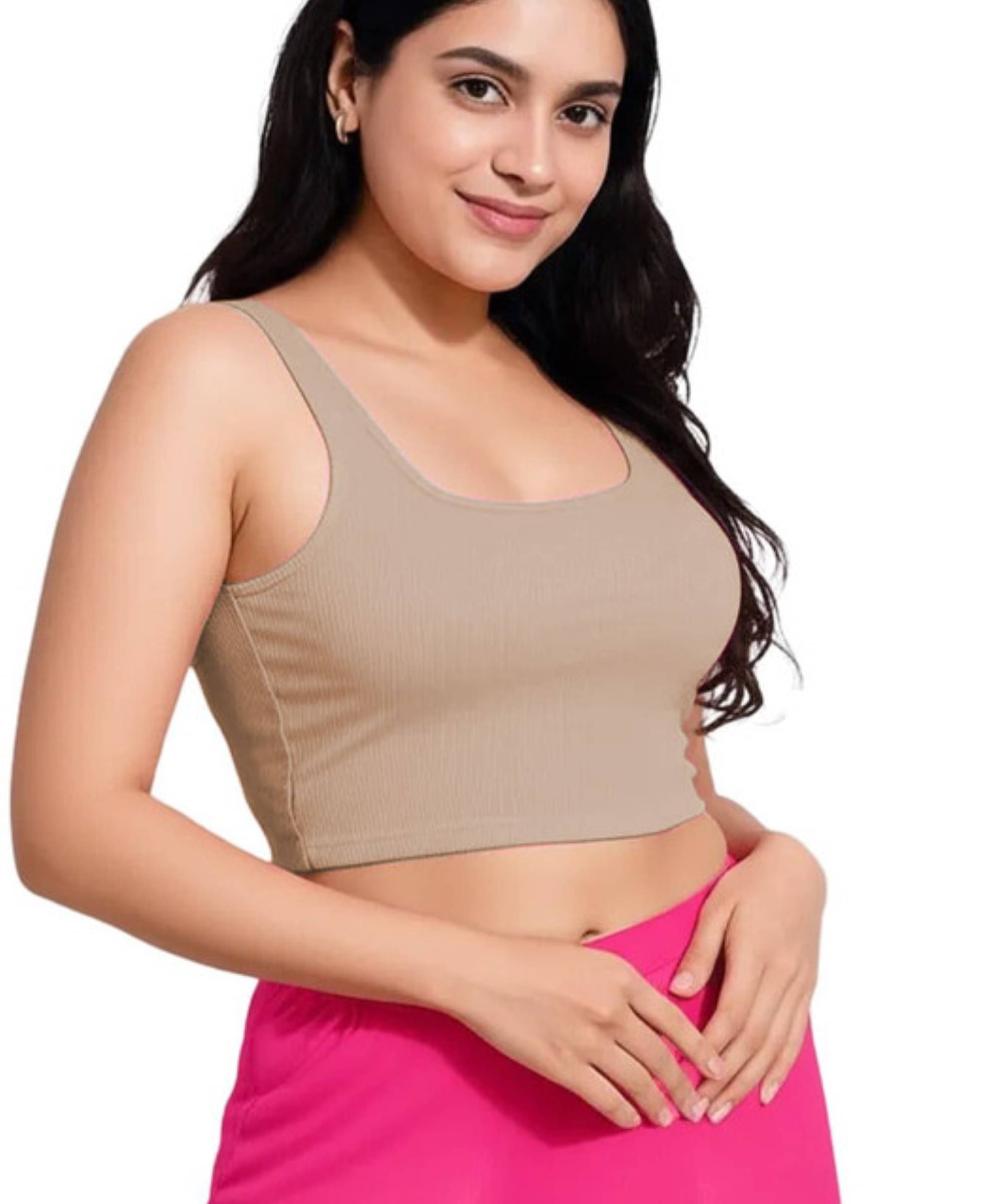     			THE BLAZZE Beige Readymade without Pad Cotton Blend Women's Blouse ( Pack of 1 )