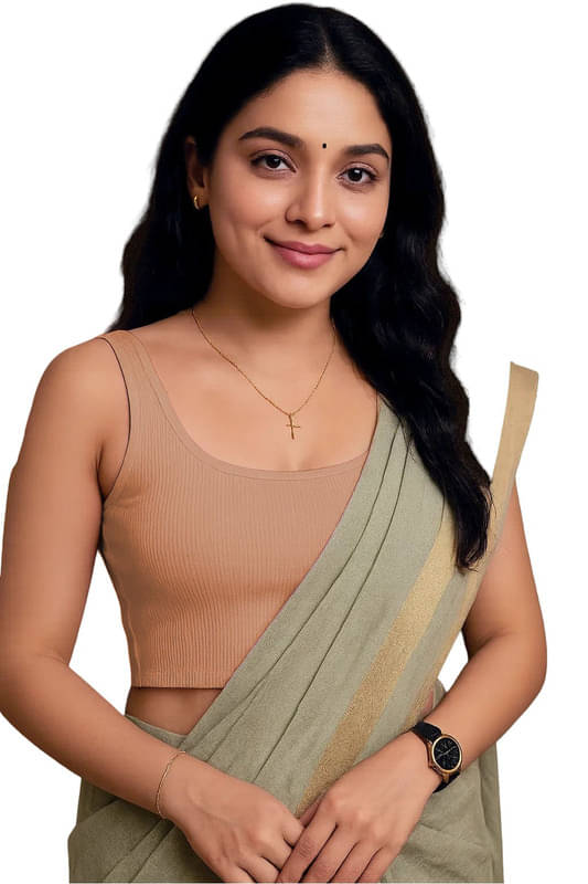     			THE BLAZZE Beige Readymade without Pad Cotton Blend Women's Blouse ( Pack of 1 )