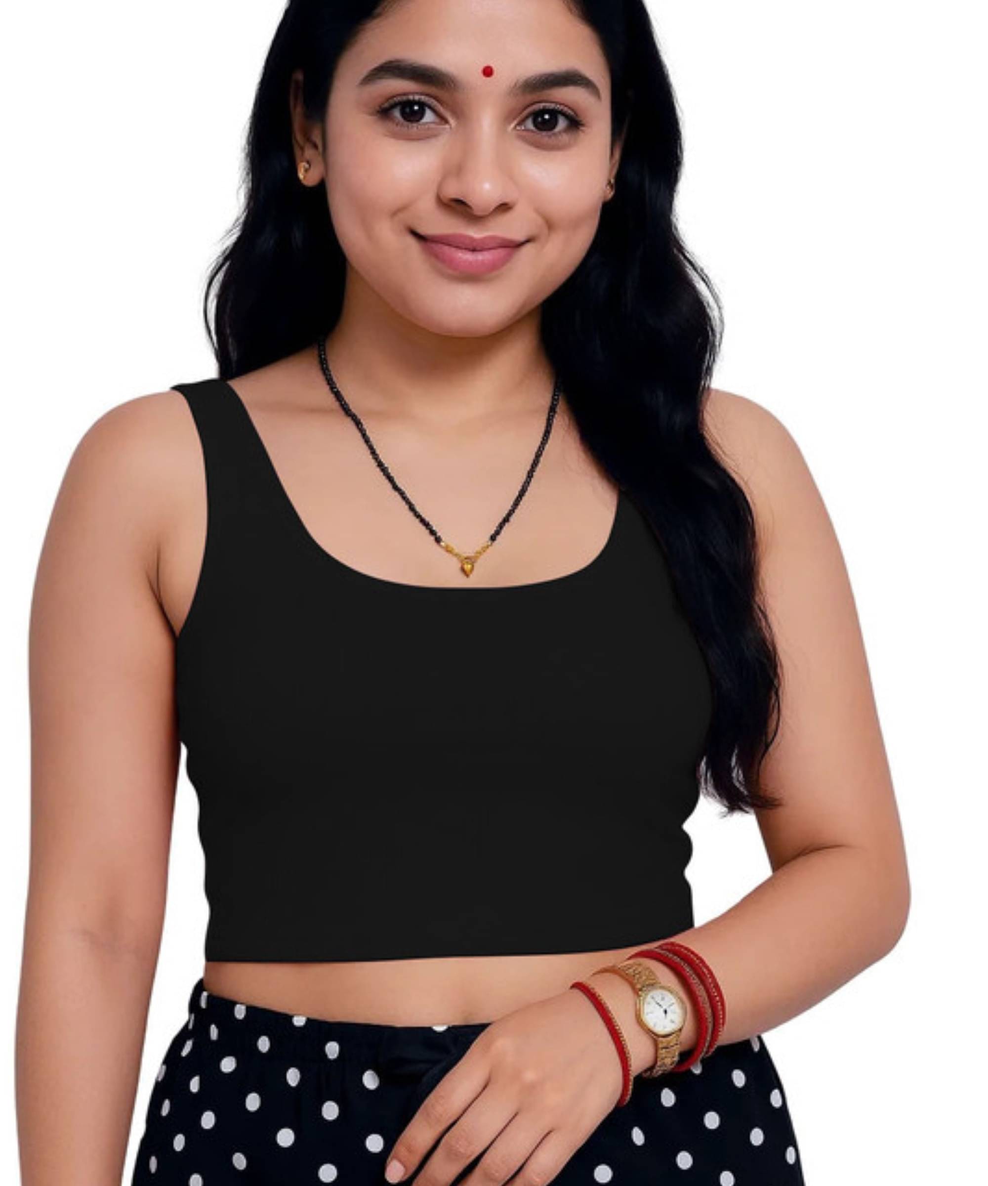     			THE BLAZZE Black Readymade without Pad Cotton Blend Women's Blouse ( Pack of 1 )
