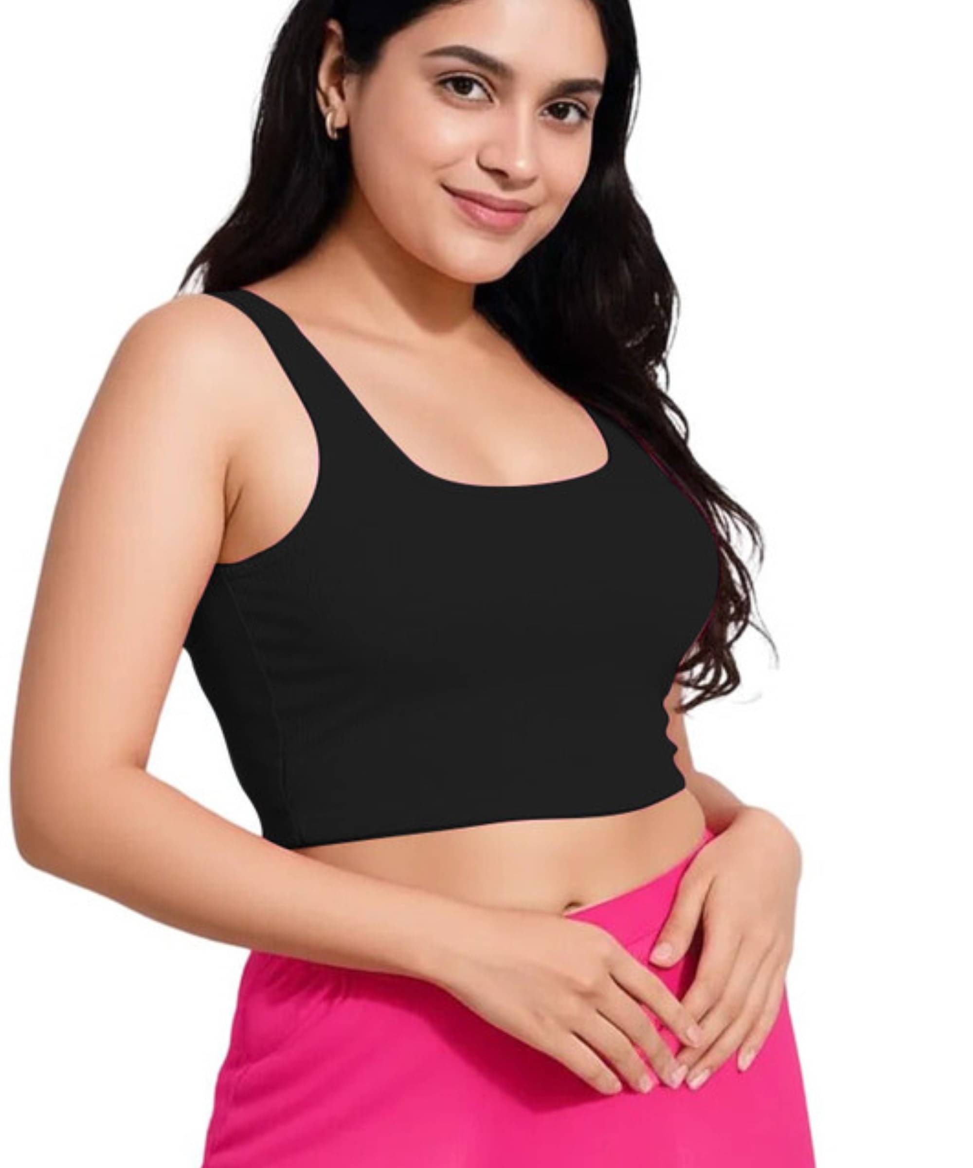     			THE BLAZZE Black Readymade without Pad Cotton Blend Women's Blouse ( Pack of 1 )