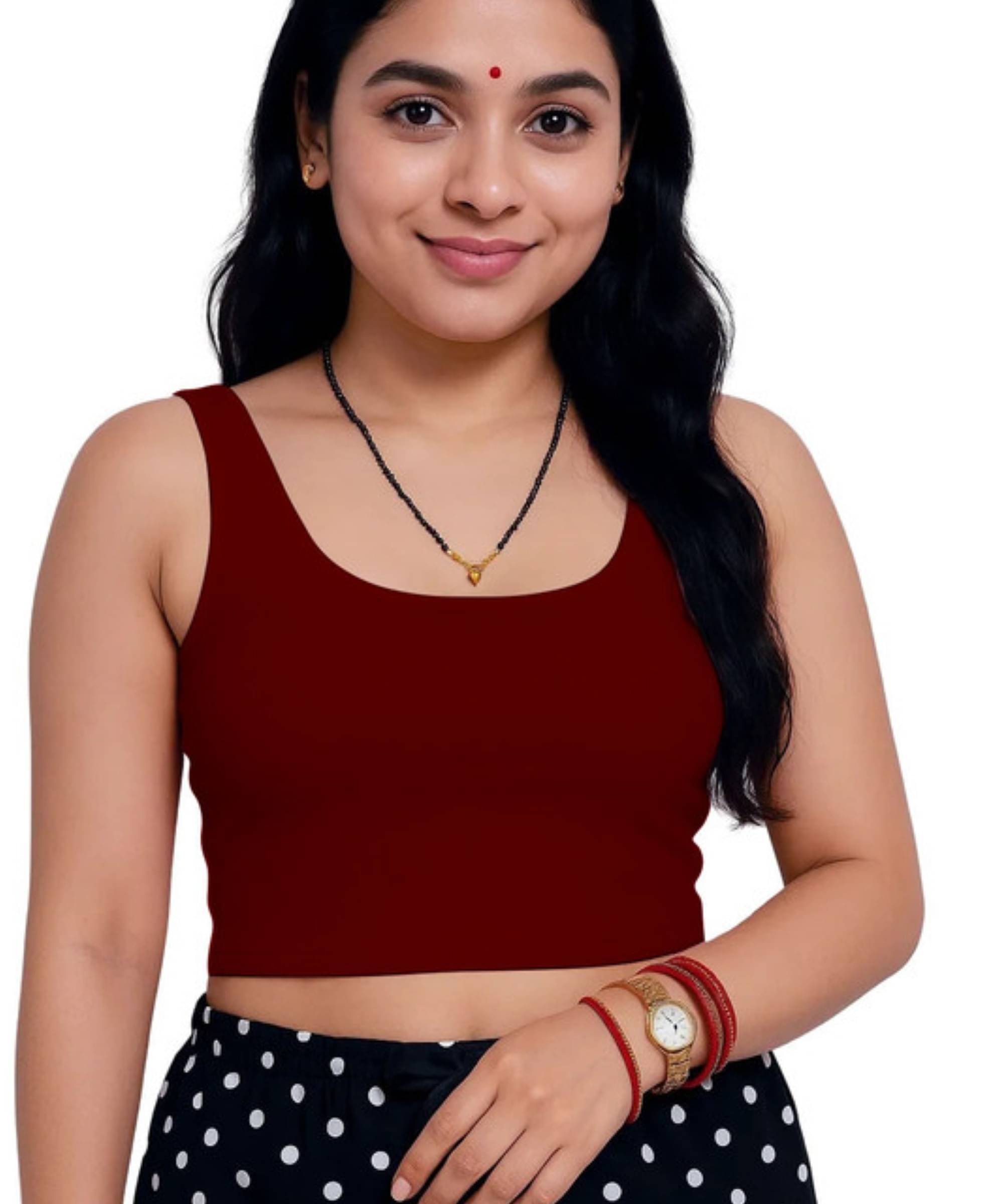 THE BLAZZE Brown Readymade without Pad Cotton Blend Women's Blouse ( Pack of 1 ) THE BLAZZE Brown Readymade without Pad Cotton Blend Women's Blouse ( Pack of 1 )