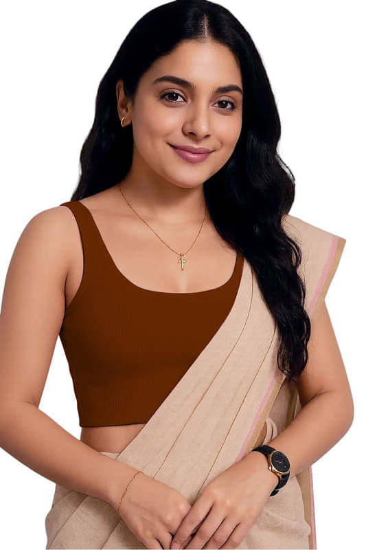THE BLAZZE Brown Readymade without Pad Cotton Blend Women's Blouse ( Pack of 1 ) THE BLAZZE Brown Readymade without Pad Cotton Blend Women's Blouse ( Pack of 1 )