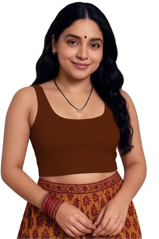 THE BLAZZE Brown Readymade without Pad Cotton Blend Women's Blouse ( Pack of 1 ) THE BLAZZE Brown Readymade without Pad Cotton Blend Women's Blouse ( Pack of 1 )