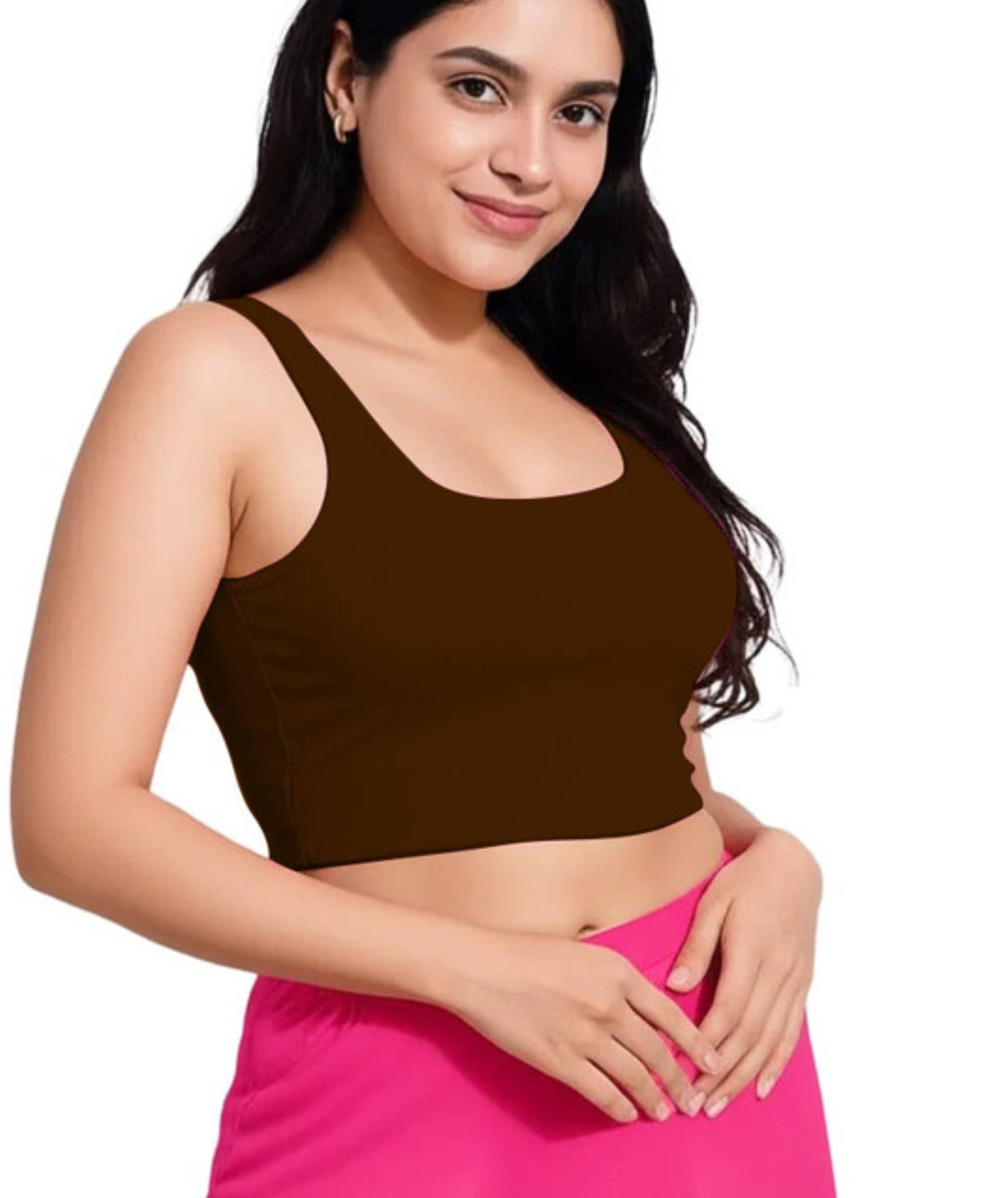     			THE BLAZZE Brown Readymade without Pad Cotton Blend Women's Blouse ( Pack of 1 )