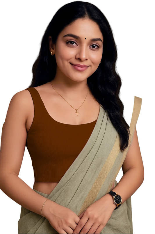 THE BLAZZE Brown Readymade without Pad Cotton Blend Women's Blouse ( Pack of 1 ) THE BLAZZE Brown Readymade without Pad Cotton Blend Women's Blouse ( Pack of 1 )
