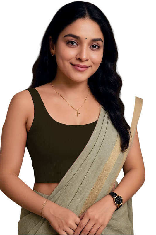     			THE BLAZZE Green Readymade without Pad Cotton Blend Women's Blouse ( Pack of 1 )