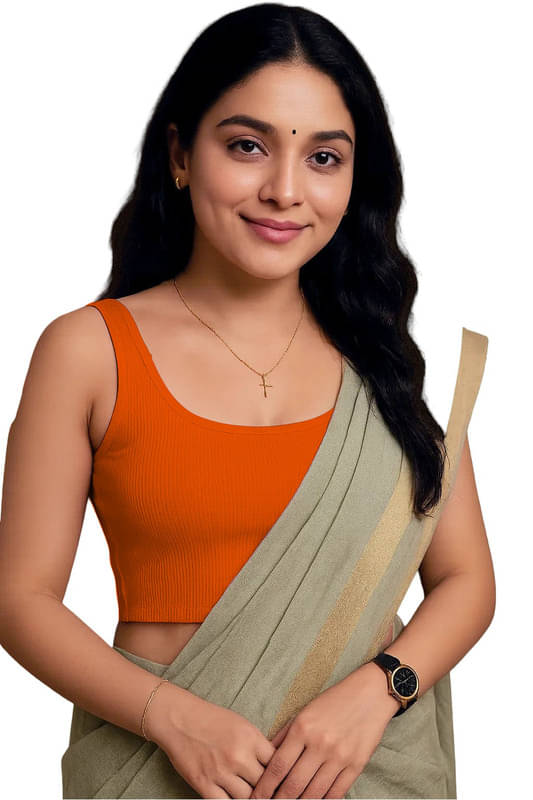     			THE BLAZZE Orange Readymade without Pad Cotton Blend Women's Blouse ( Pack of 1 )