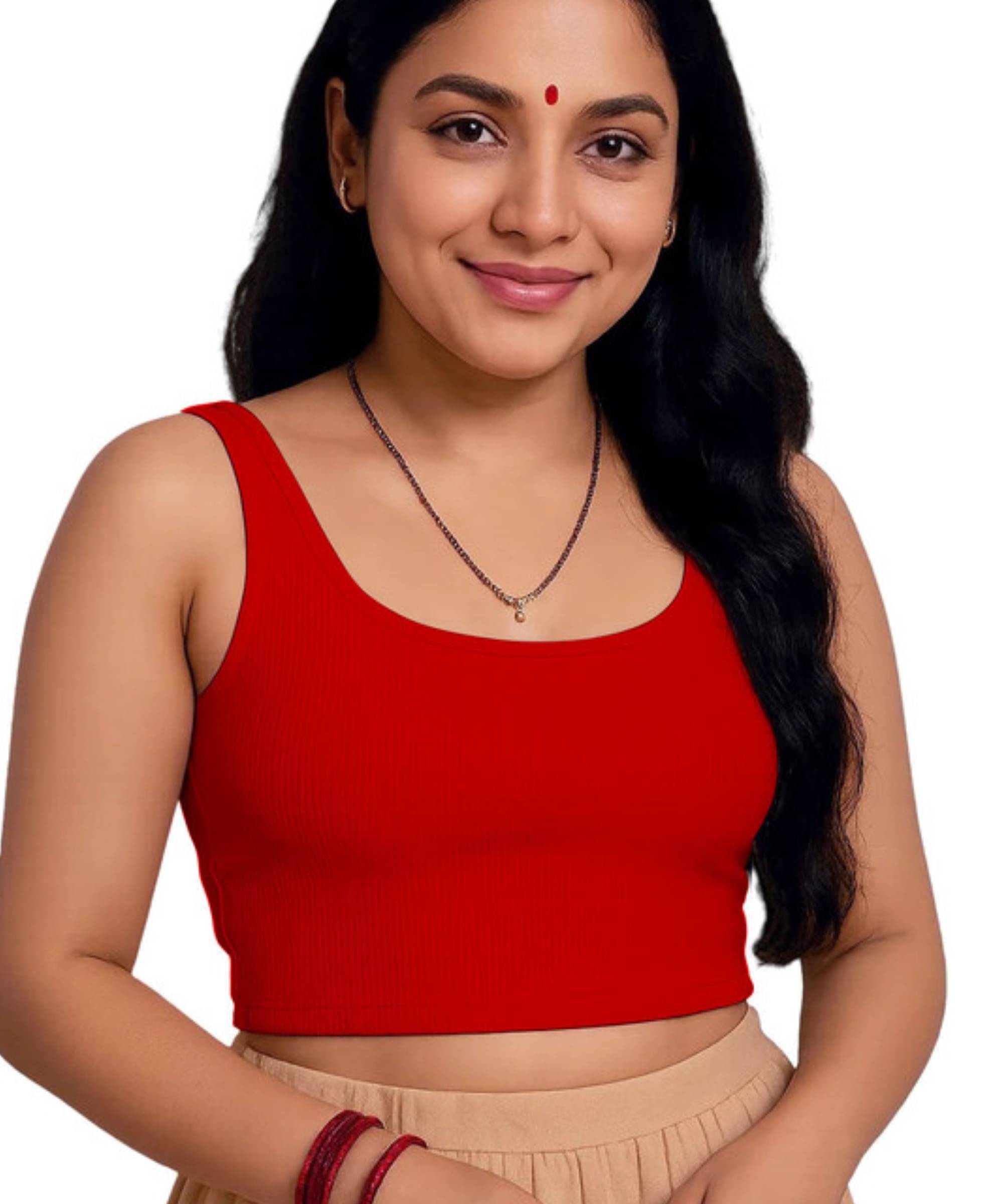 THE BLAZZE Red Readymade without Pad Cotton Blend Women's Blouse ( Pack of 1 ) THE BLAZZE Red Readymade without Pad Cotton Blend Women's Blouse ( Pack of 1 )