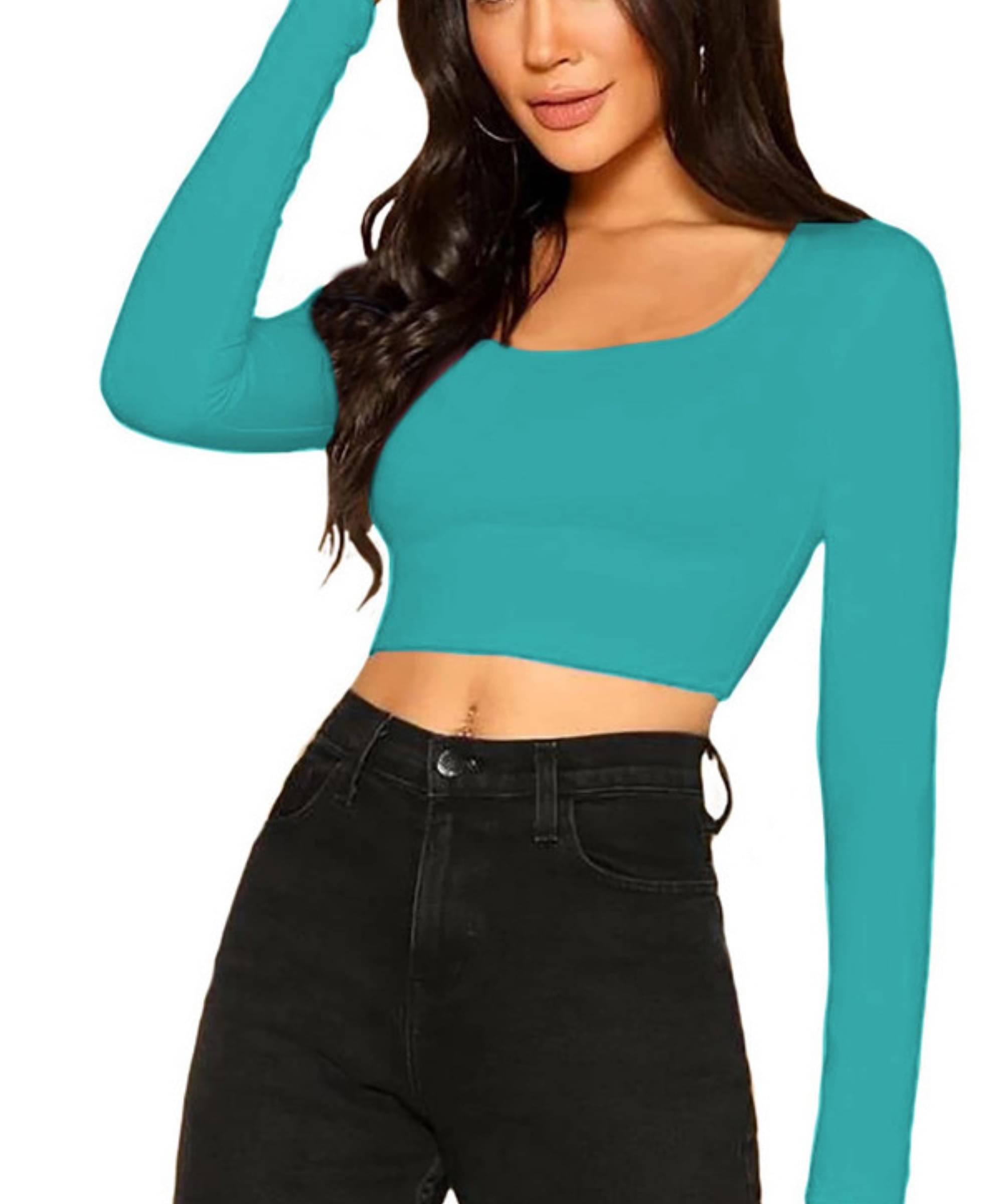     			THE BLAZZE Women's Cotton Crop Top ( Blue )