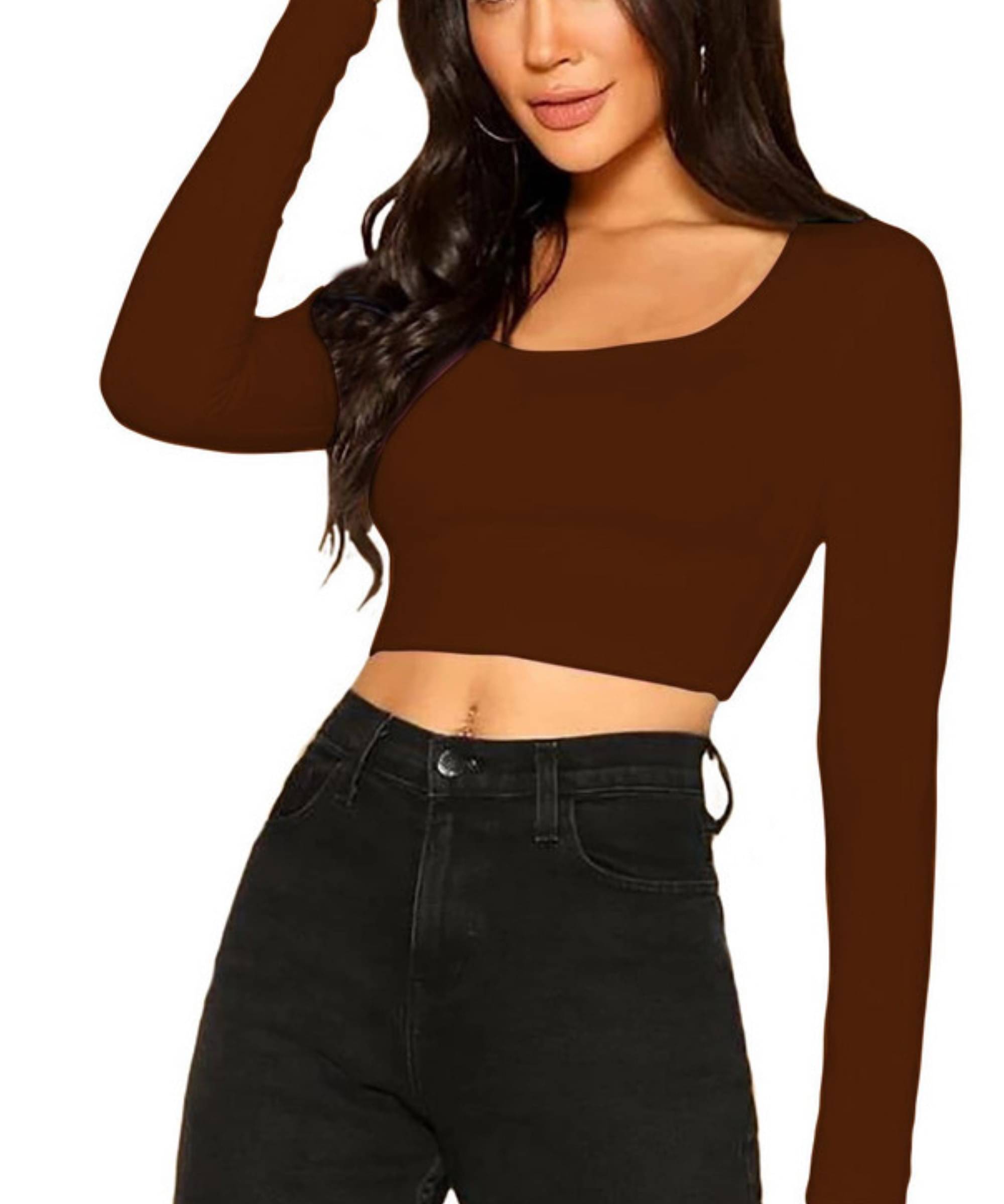 THE BLAZZE Women's Cotton Regular Top ( Brown )     			THE BLAZZE Women's Cotton Regular Top ( Brown )