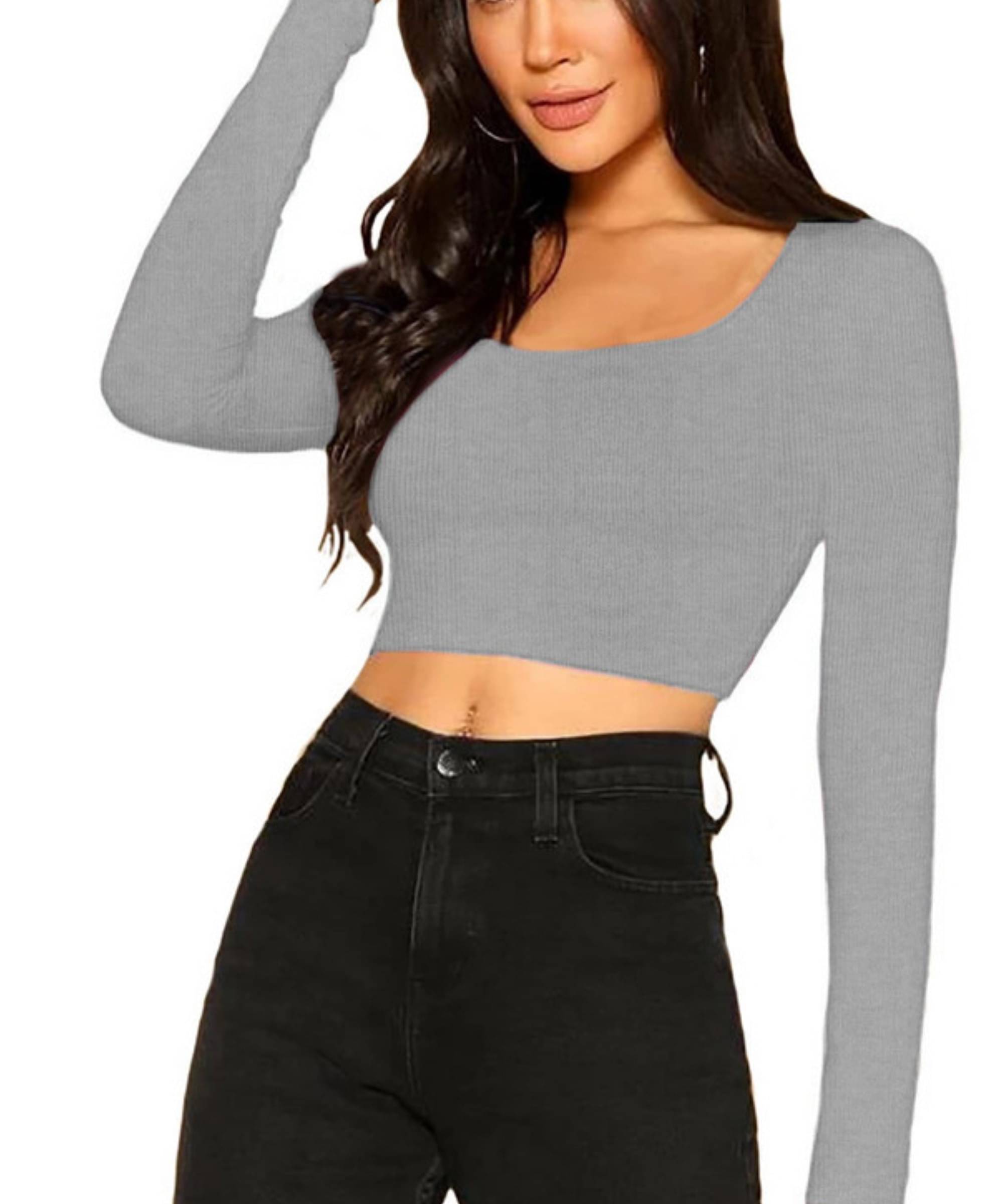 THE BLAZZE Women's Cotton Crop Top ( Grey )     			THE BLAZZE Women's Cotton Crop Top ( Grey )