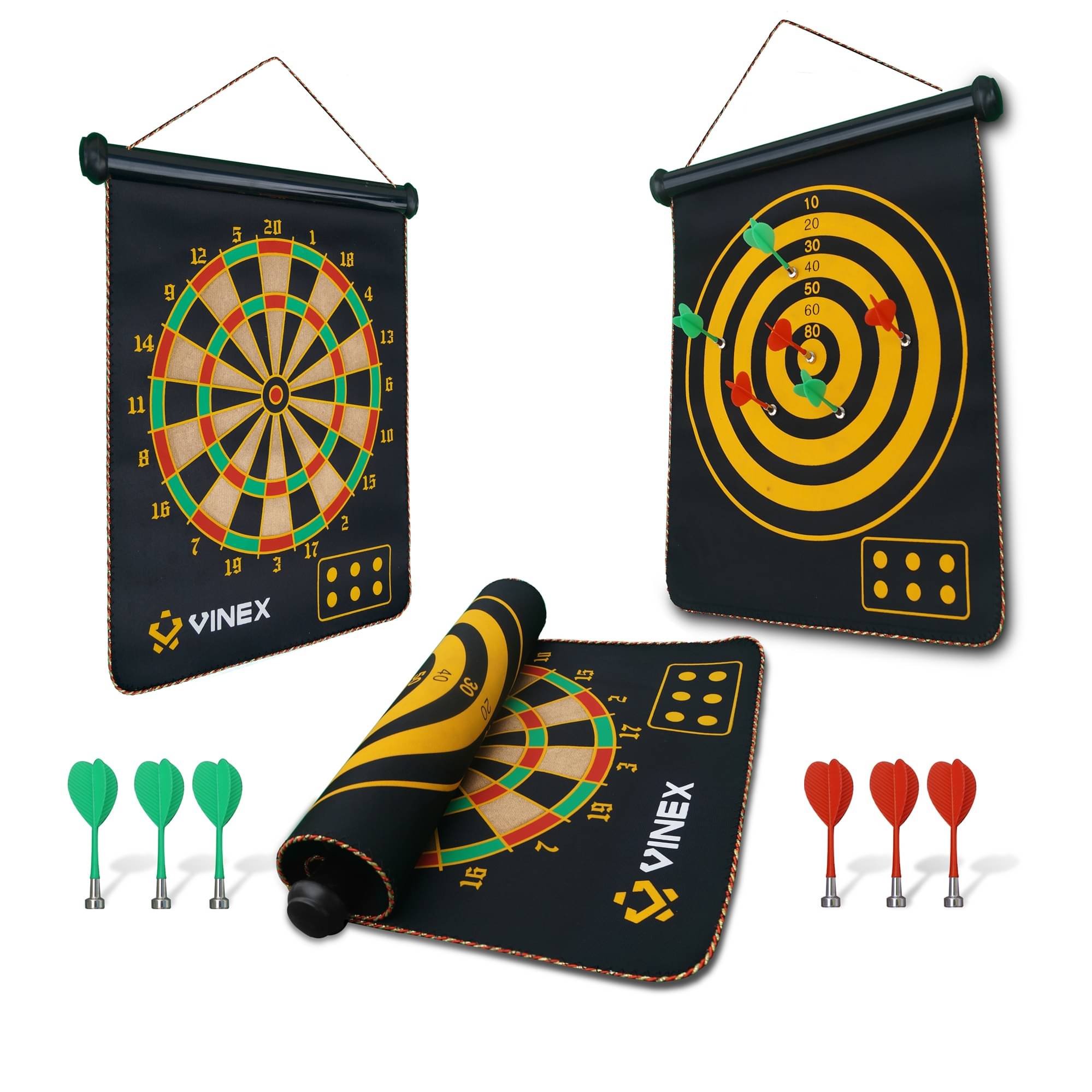     			Vinex Magnetic Roll-Up Dart Set Sonic (17 Inches) 2 in 1 game set – Indoor/Outdoor Safe Dart Game for Kids & Adults, Includes 6 Magnetic Darts – Portable, Hangable, Reversible for Family Fun