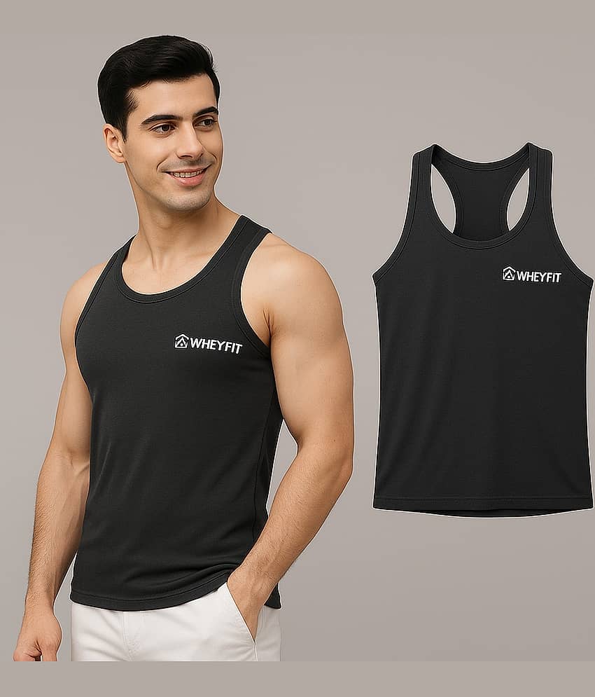 WHEY FIT Pack of 1 Polyester Gym Vest For Men ( Black ) - Nightwear & Loungewear | Buy online on ZillyBuy