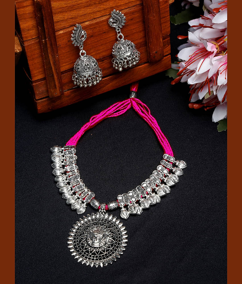 YOUBELLA Pink Alloy Necklace Set ( Pack of 1 )