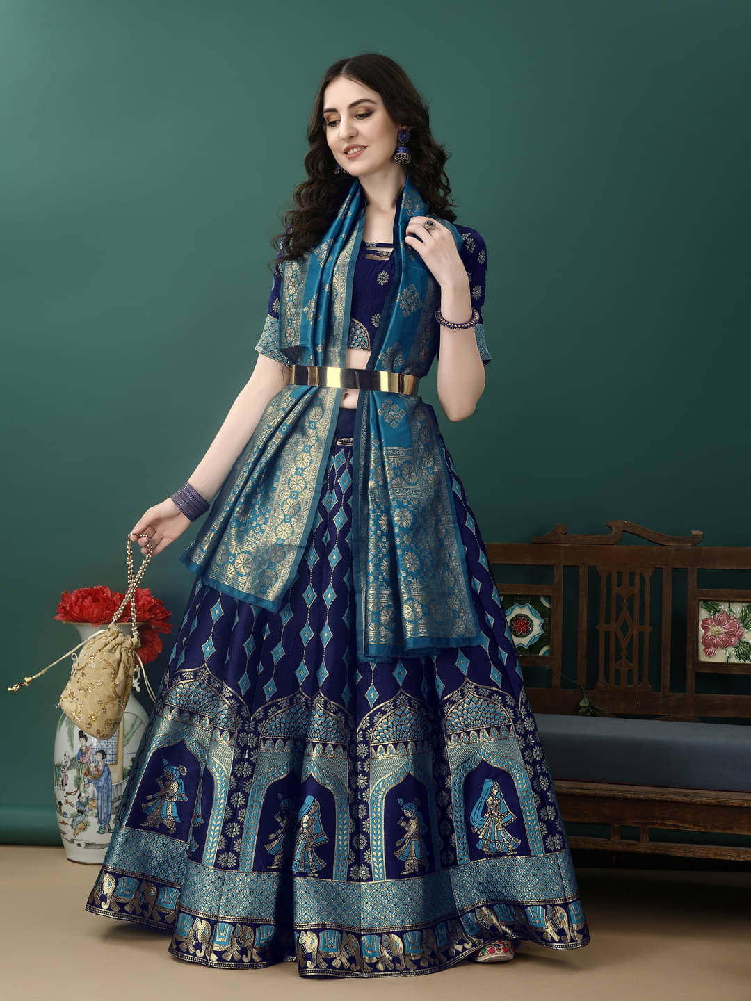 A TO Z CART Blue Art Silk Chaniya Choli Stitched Lehenga Single A TO Z CART Blue Art Silk Chaniya Choli Stitched Lehenga Single