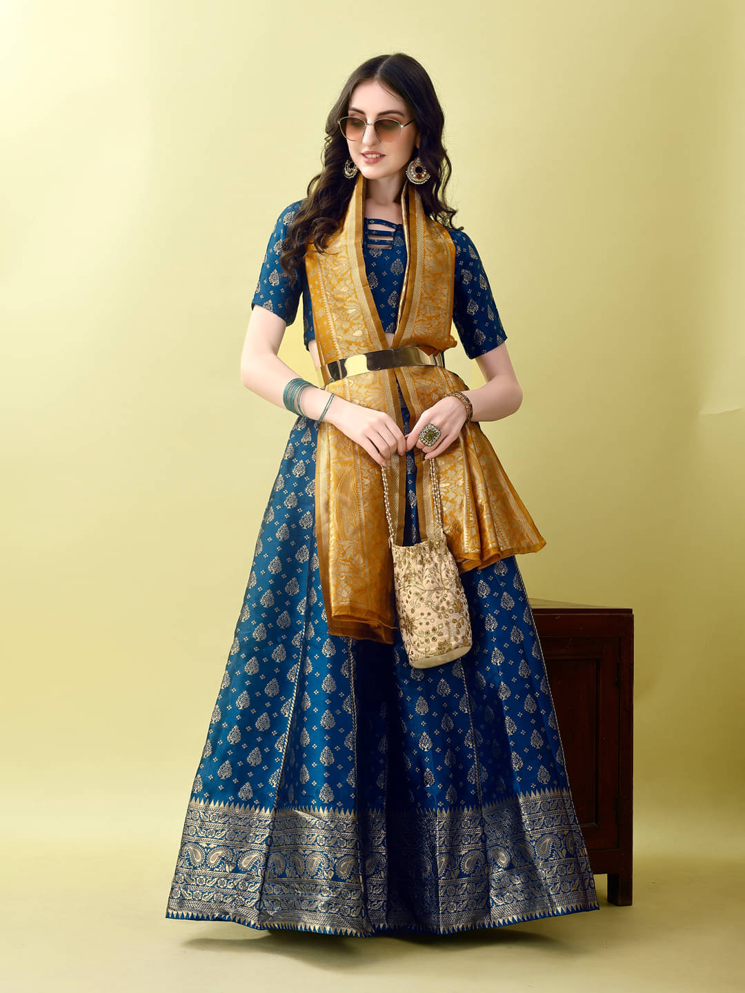 A TO Z CART Blue Art Silk Chaniya Choli Stitched Lehenga Single     			A TO Z CART Blue Art Silk Chaniya Choli Stitched Lehenga Single