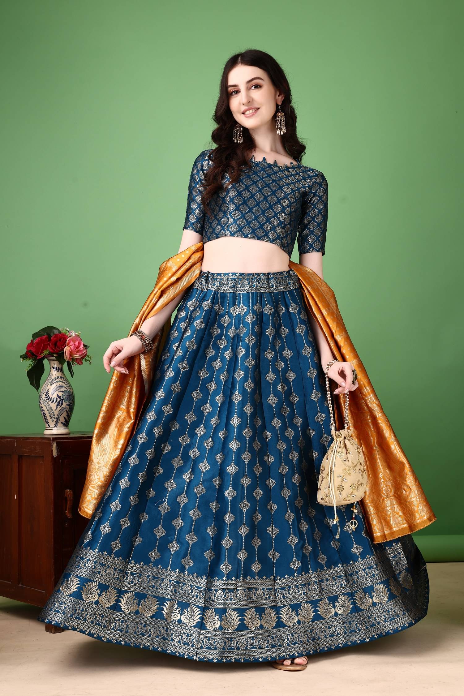 A TO Z CART Blue Art Silk Chaniya Choli Stitched Lehenga Single A TO Z CART Blue Art Silk Chaniya Choli Stitched Lehenga Single