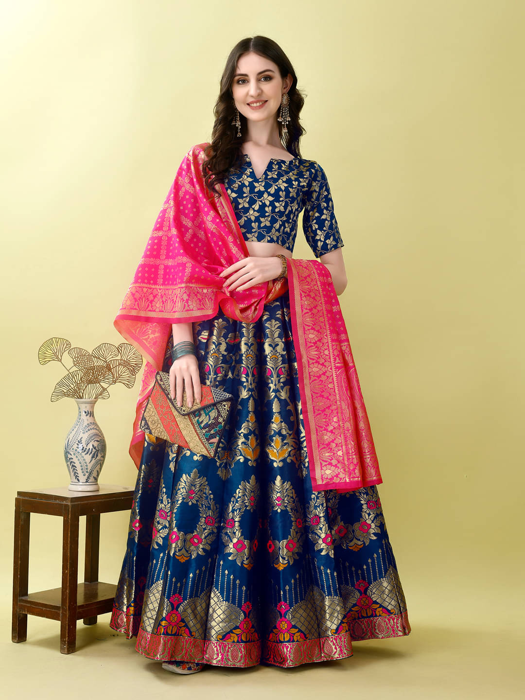 A TO Z CART Blue Art Silk Chaniya Choli Stitched Lehenga Single     			A TO Z CART Blue Art Silk Chaniya Choli Stitched Lehenga Single