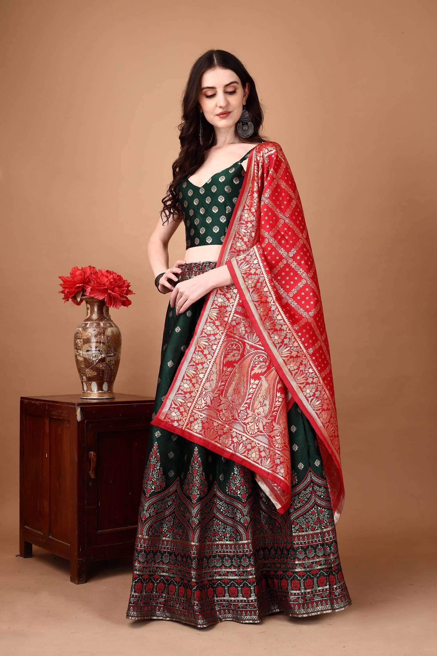 A TO Z CART Green Art Silk Chaniya Choli Stitched Lehenga Single     			A TO Z CART Green Art Silk Chaniya Choli Stitched Lehenga Single