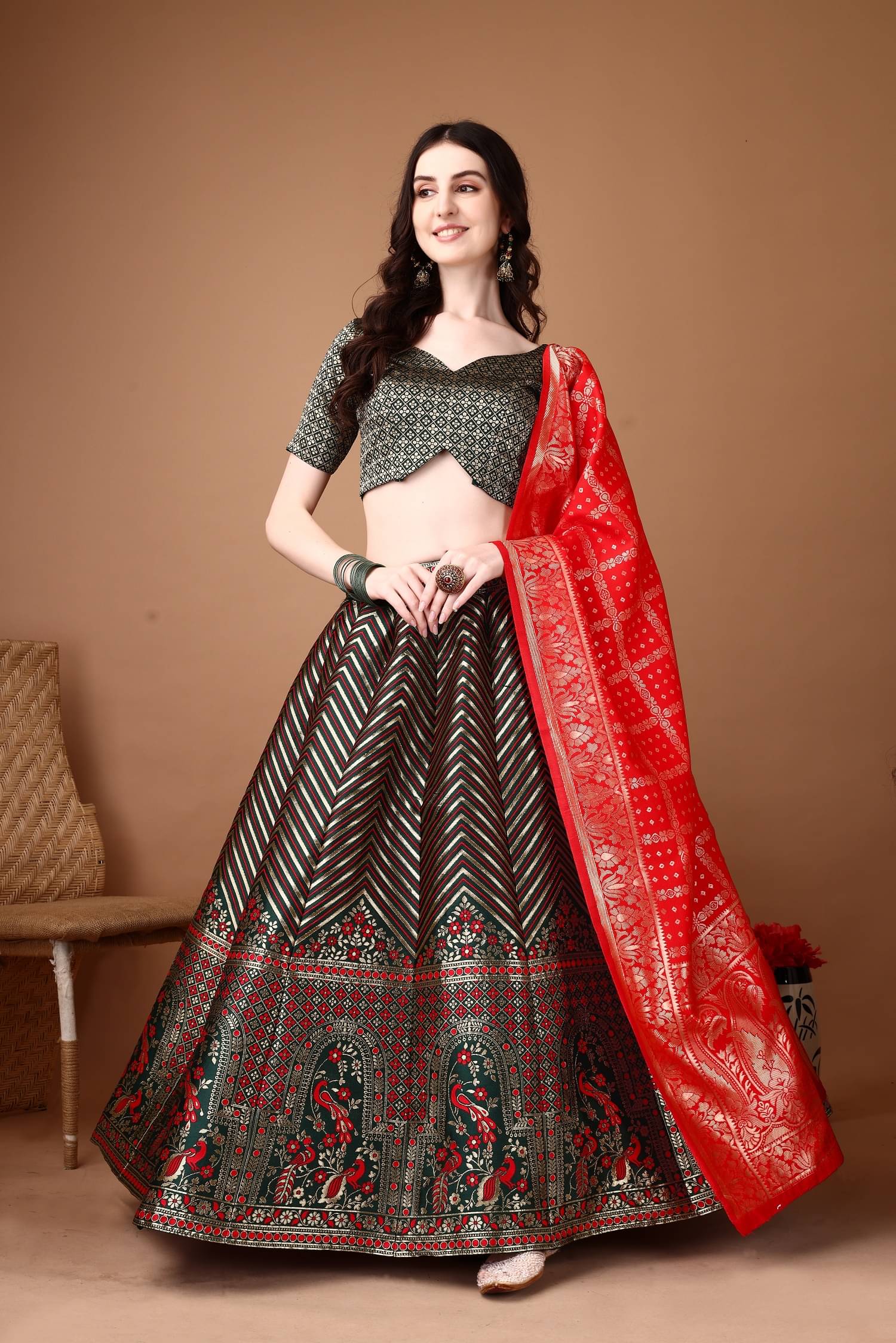     			A TO Z CART Green Art Silk Chaniya Choli Stitched Lehenga Single