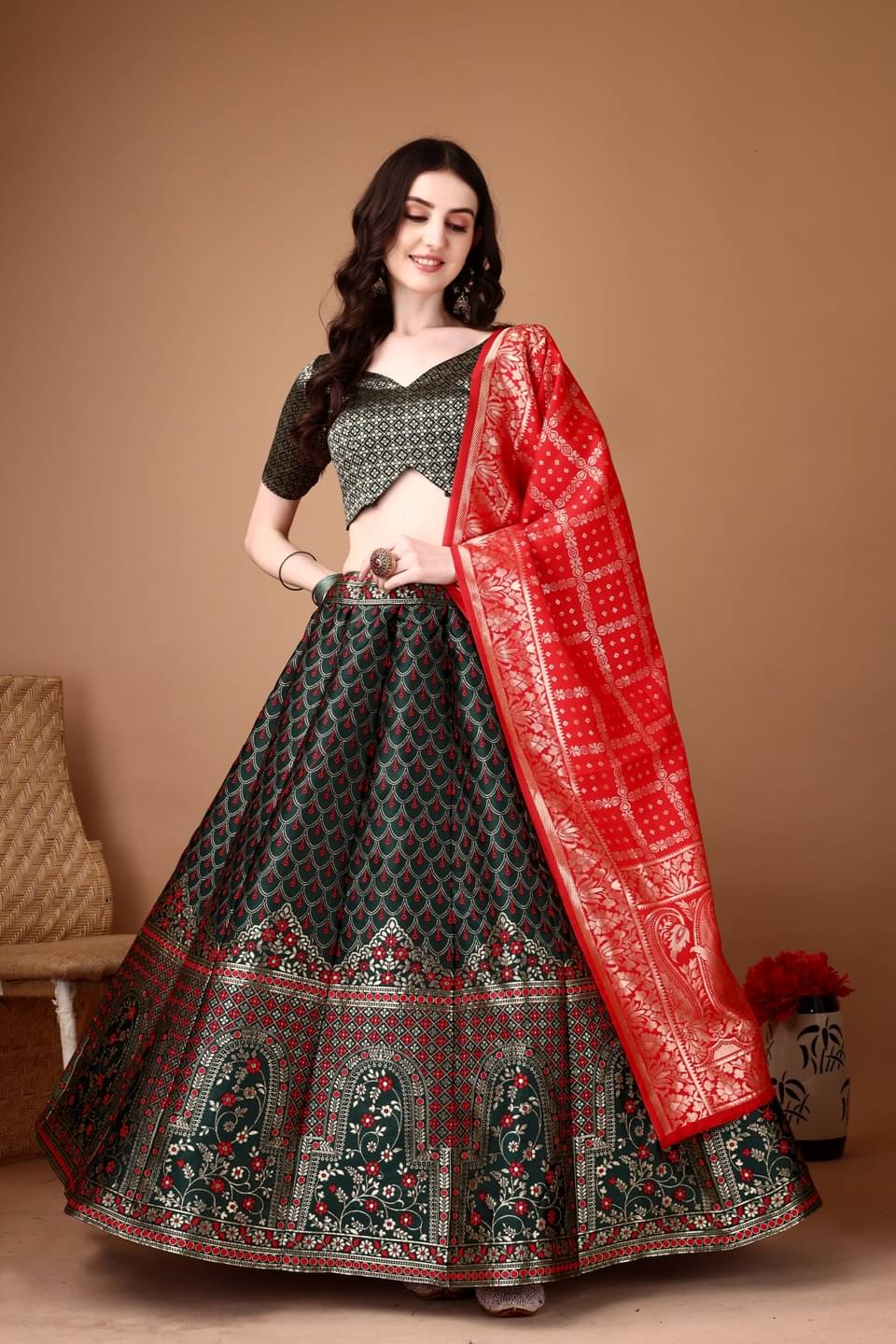 A TO Z CART Green Art Silk Chaniya Choli Stitched Lehenga Single     			A TO Z CART Green Art Silk Chaniya Choli Stitched Lehenga Single