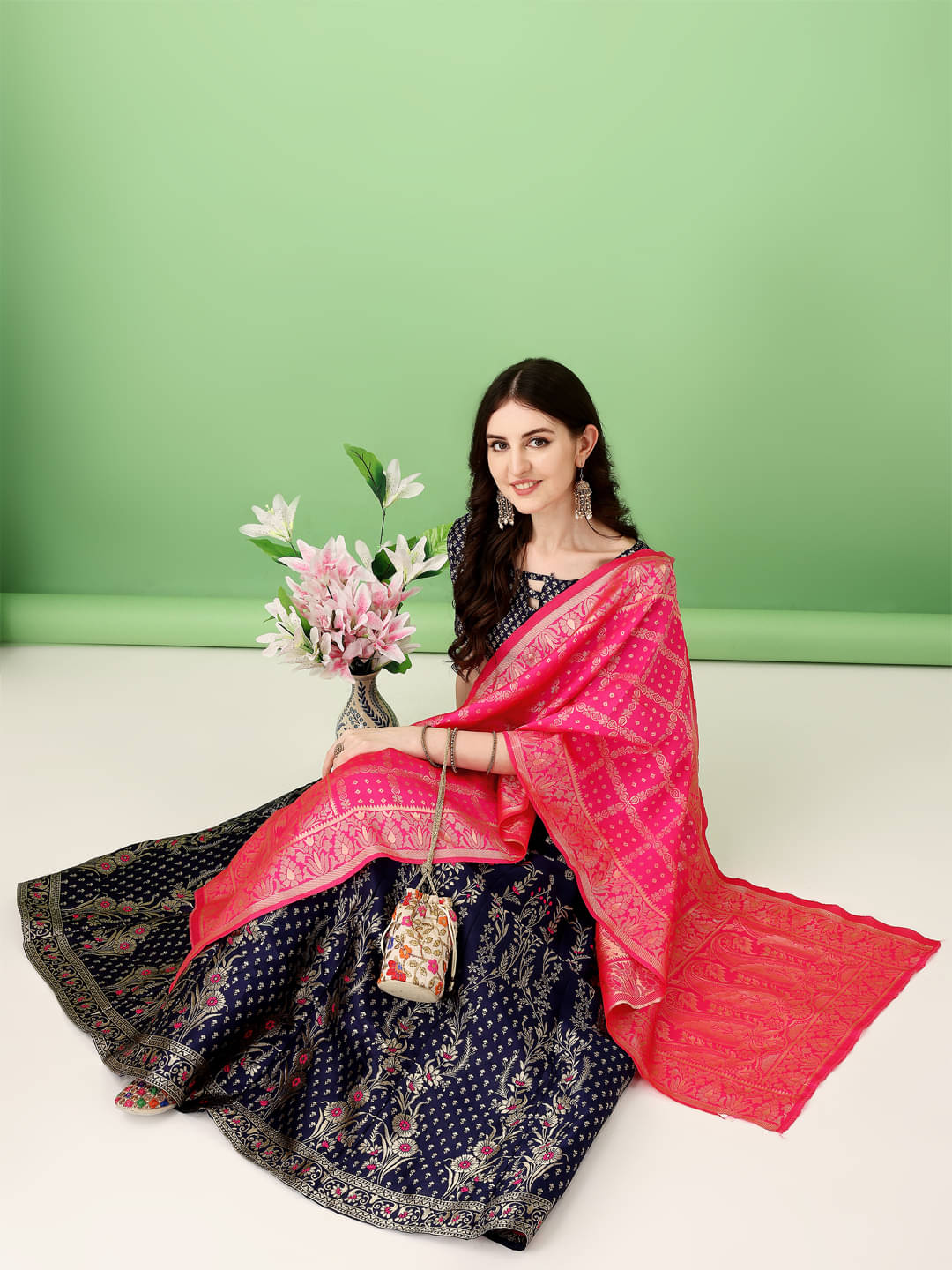 A TO Z CART Navy Art Silk Chaniya Choli Stitched Lehenga Single     			A TO Z CART Navy Art Silk Chaniya Choli Stitched Lehenga Single
