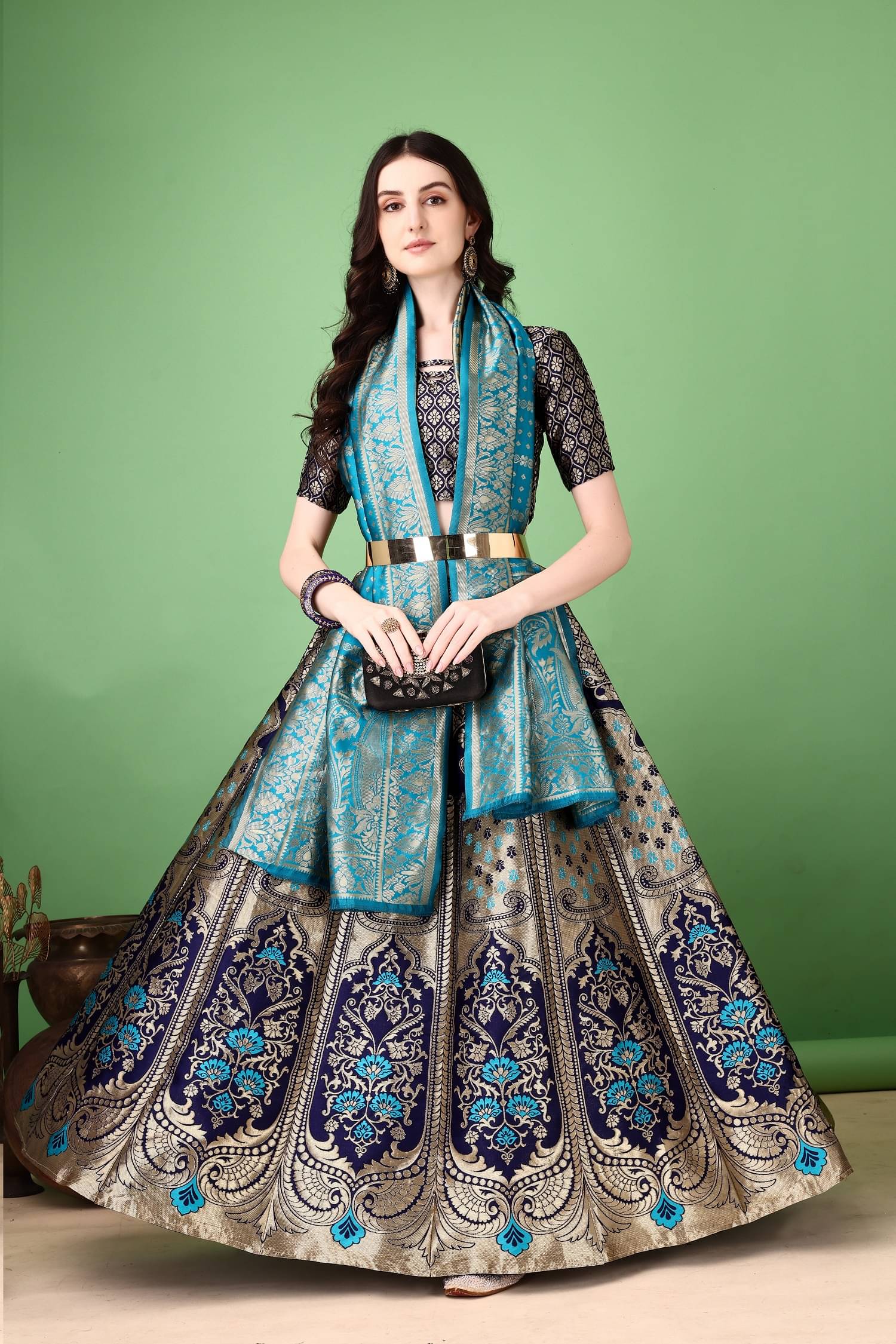 A TO Z CART Navy Art Silk Chaniya Choli Stitched Lehenga Single A TO Z CART Navy Art Silk Chaniya Choli Stitched Lehenga Single