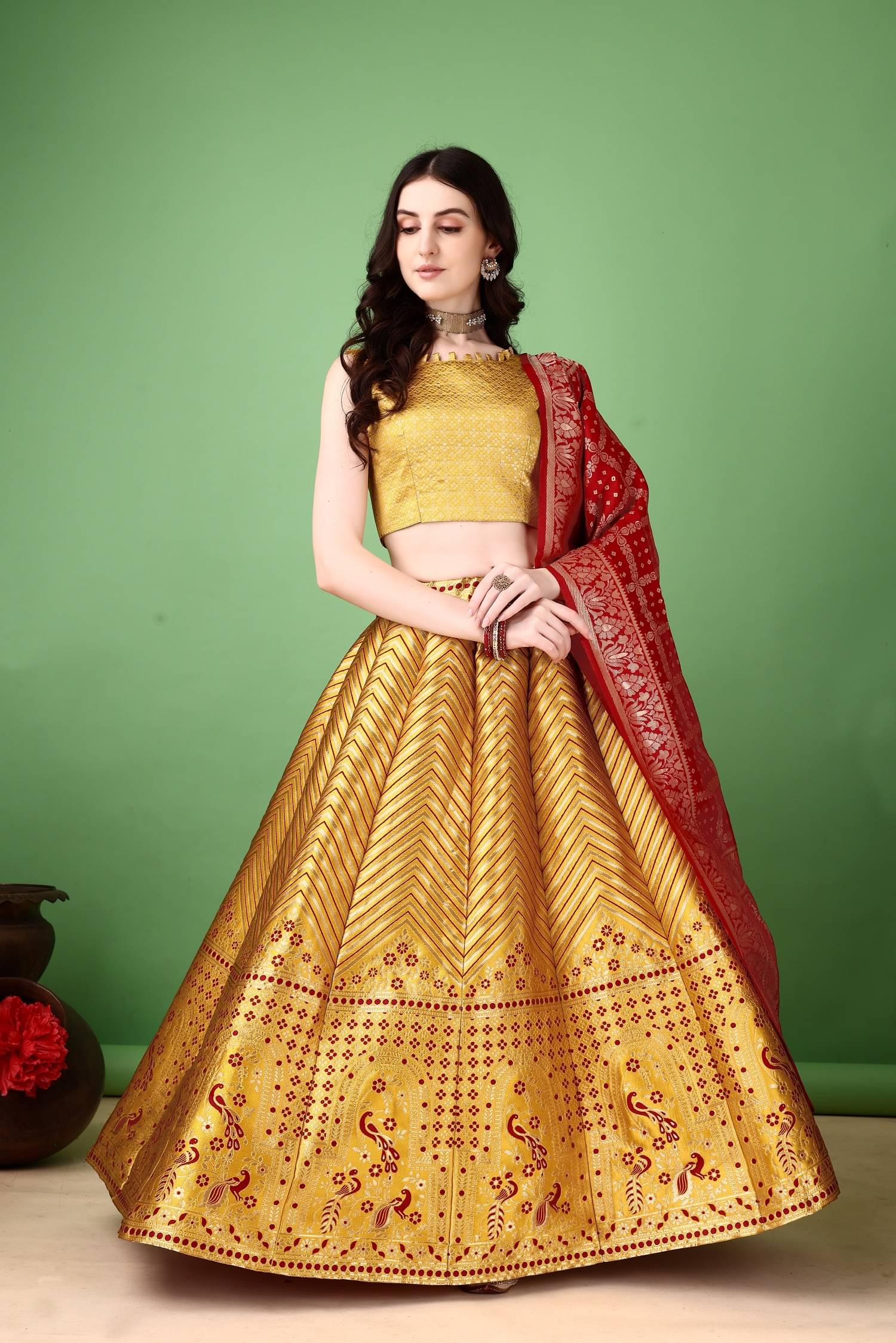 A TO Z CART Yellow Art Silk Chaniya Choli Stitched Lehenga Single A TO Z CART Yellow Art Silk Chaniya Choli Stitched Lehenga Single