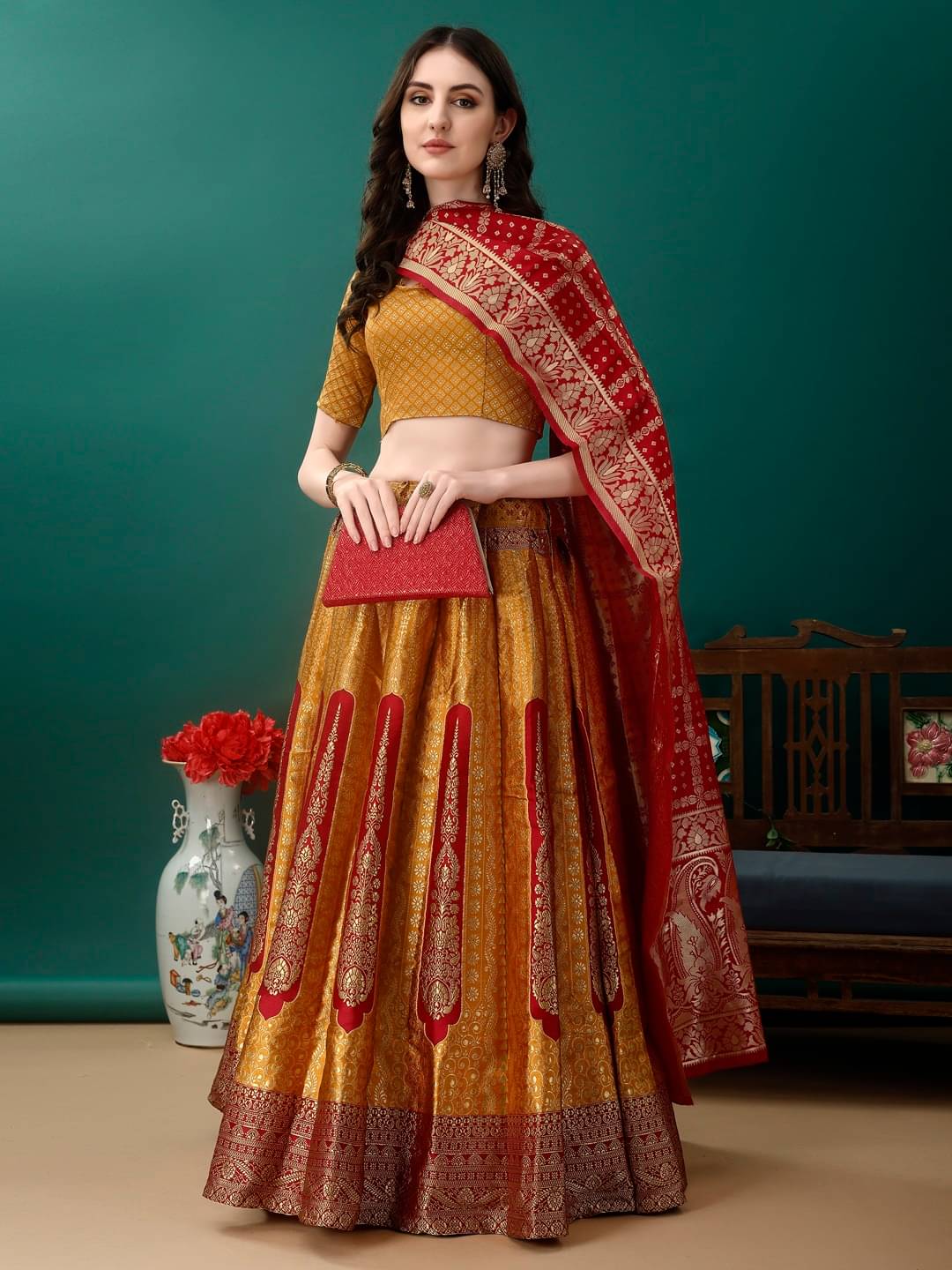    			A TO Z CART Yellow Art Silk Chaniya Choli Stitched Lehenga Single