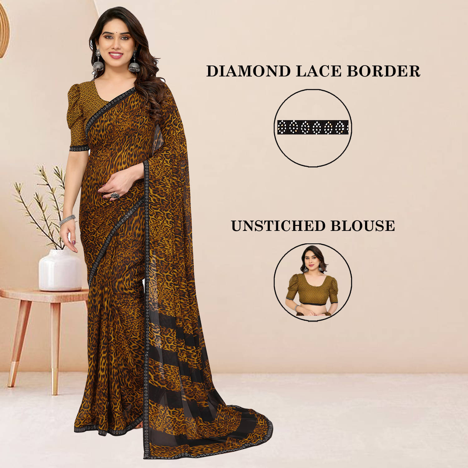 ANAND SAREES Georgette Embellished Ilkal Saree With Unstitched Blouse Piece ( Multicolor ) ANAND SAREES Georgette Embellished Ilkal Saree With Unstitched Blouse Piece ( Multicolor )