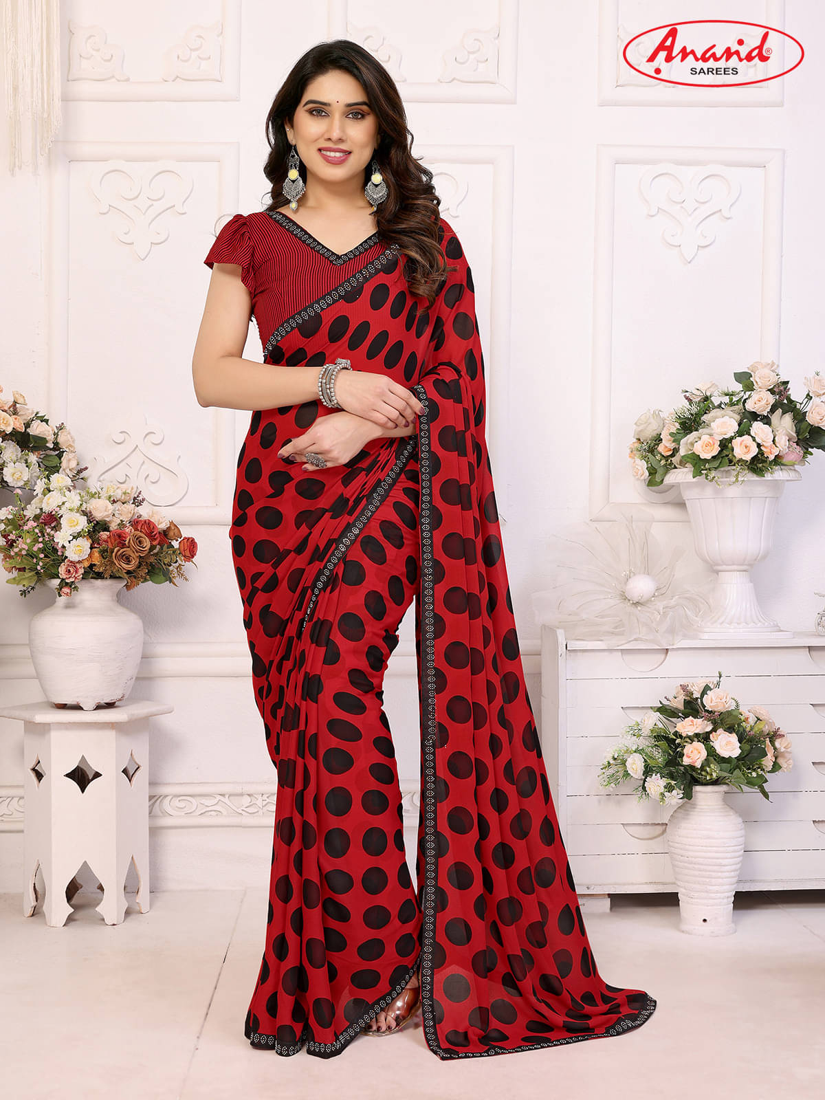     			ANAND SAREES Georgette Embellished Ilkal Saree With Unstitched Blouse Piece ( Multicolor )