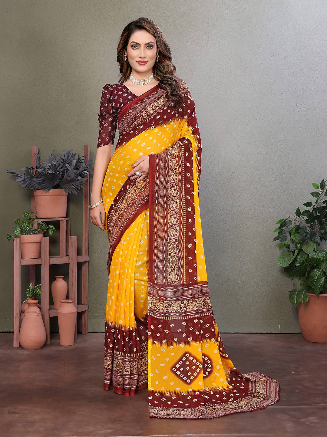     			ANAND SAREES Georgette Printed Ilkal Saree With Unstitched Blouse Piece ( Multicolor )