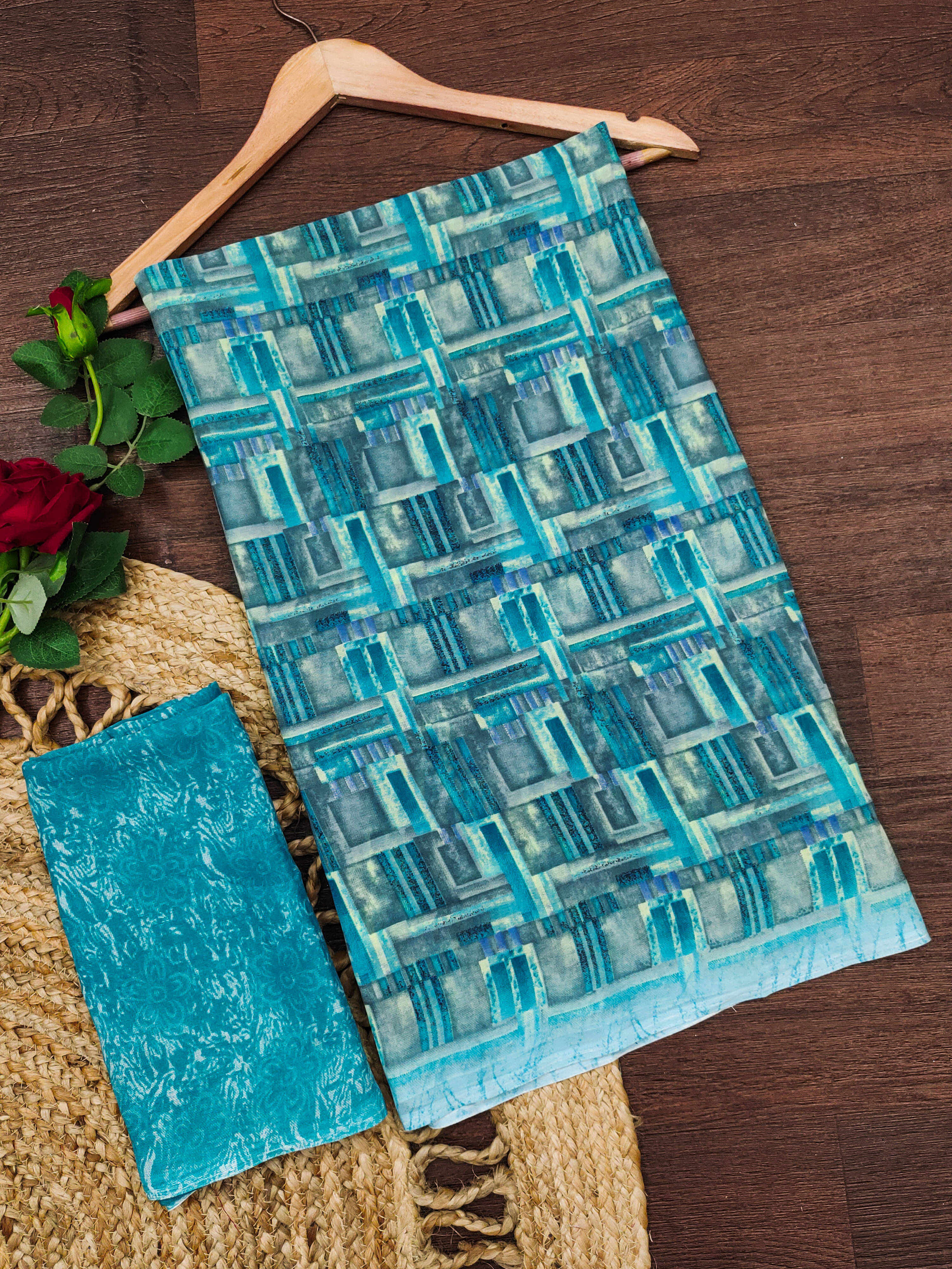 ANAND SAREES Georgette Printed Ilkal Saree With Unstitched Blouse Piece ( Light Blue ) ANAND SAREES Georgette Printed Ilkal Saree With Unstitched Blouse Piece ( Light Blue )