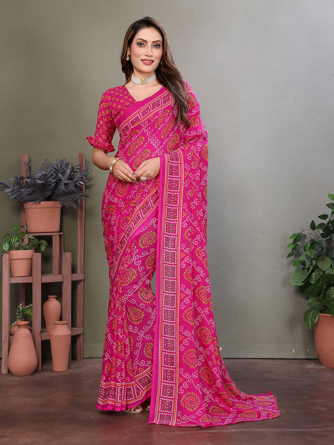 ANAND SAREES Georgette Printed Ilkal Saree With Unstitched Blouse Piece ( Pink ) ANAND SAREES Georgette Printed Ilkal Saree With Unstitched Blouse Piece ( Pink )