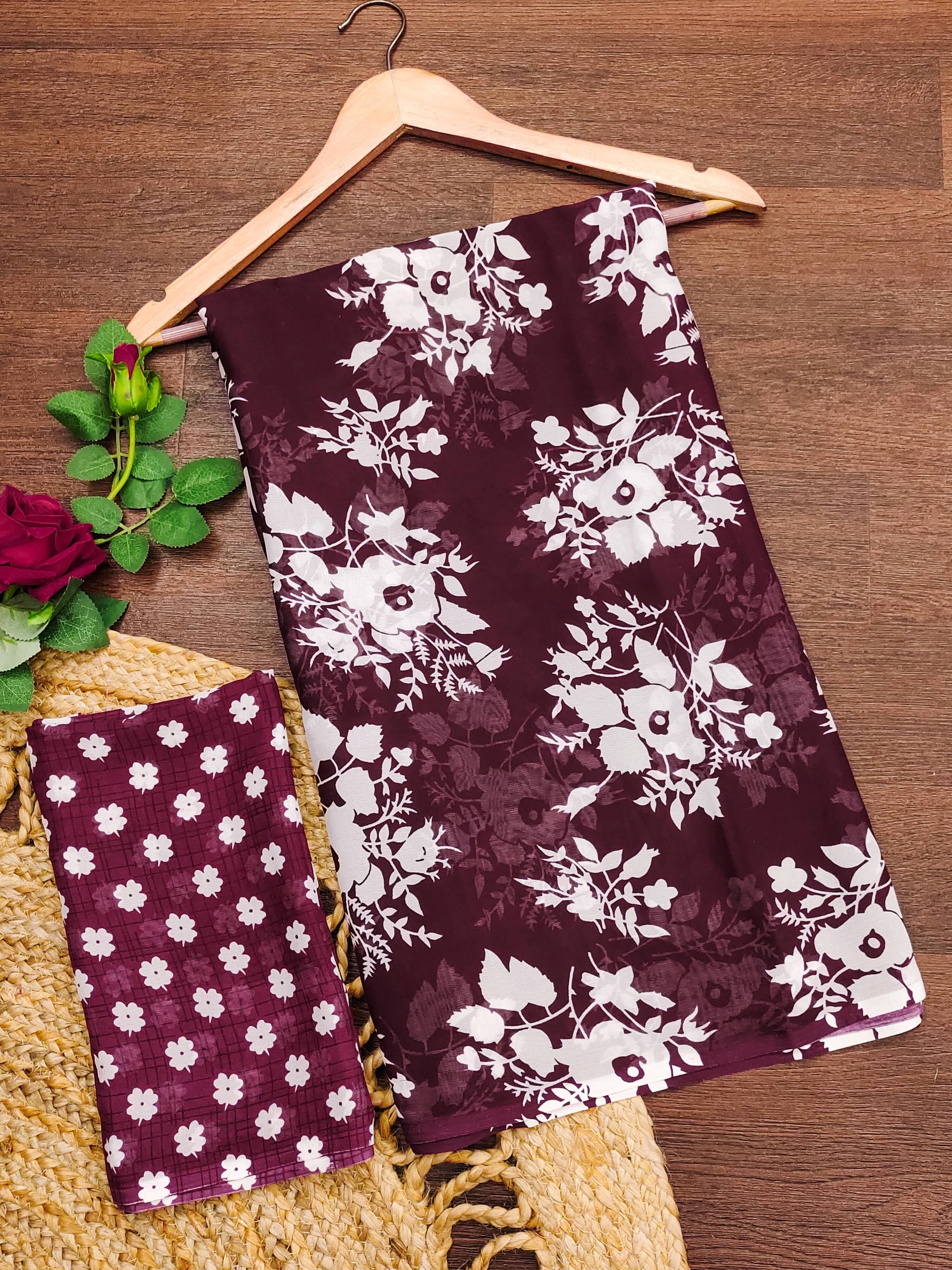 ANAND SAREES Georgette Printed Ilkal Saree With Unstitched Blouse Piece ( Purple ) ANAND SAREES Georgette Printed Ilkal Saree With Unstitched Blouse Piece ( Purple )