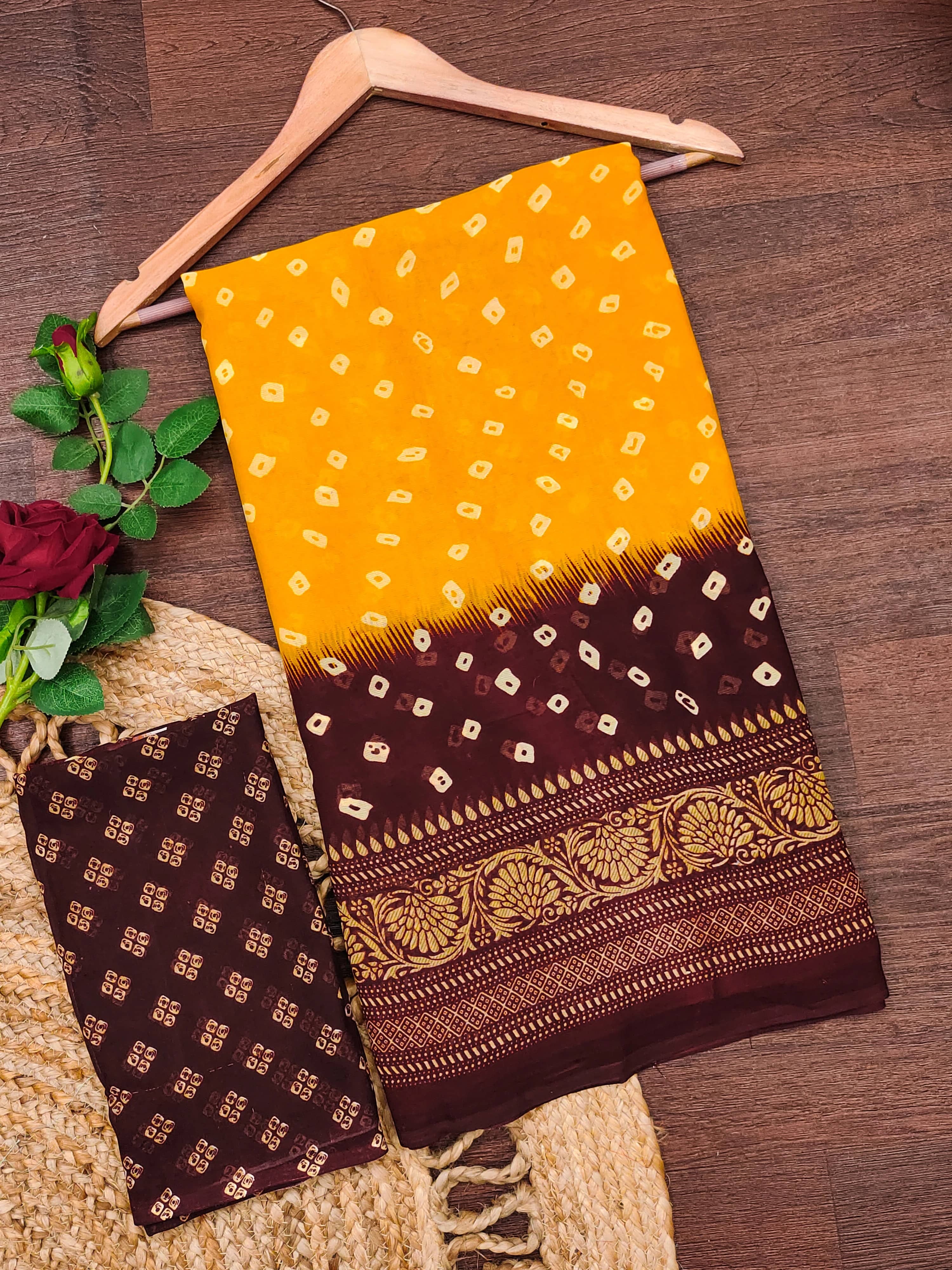 ANAND SAREES Georgette Printed Ilkal Saree With Unstitched Blouse Piece ( Multicolor ) - Sarees | Buy online on ZillyBuy