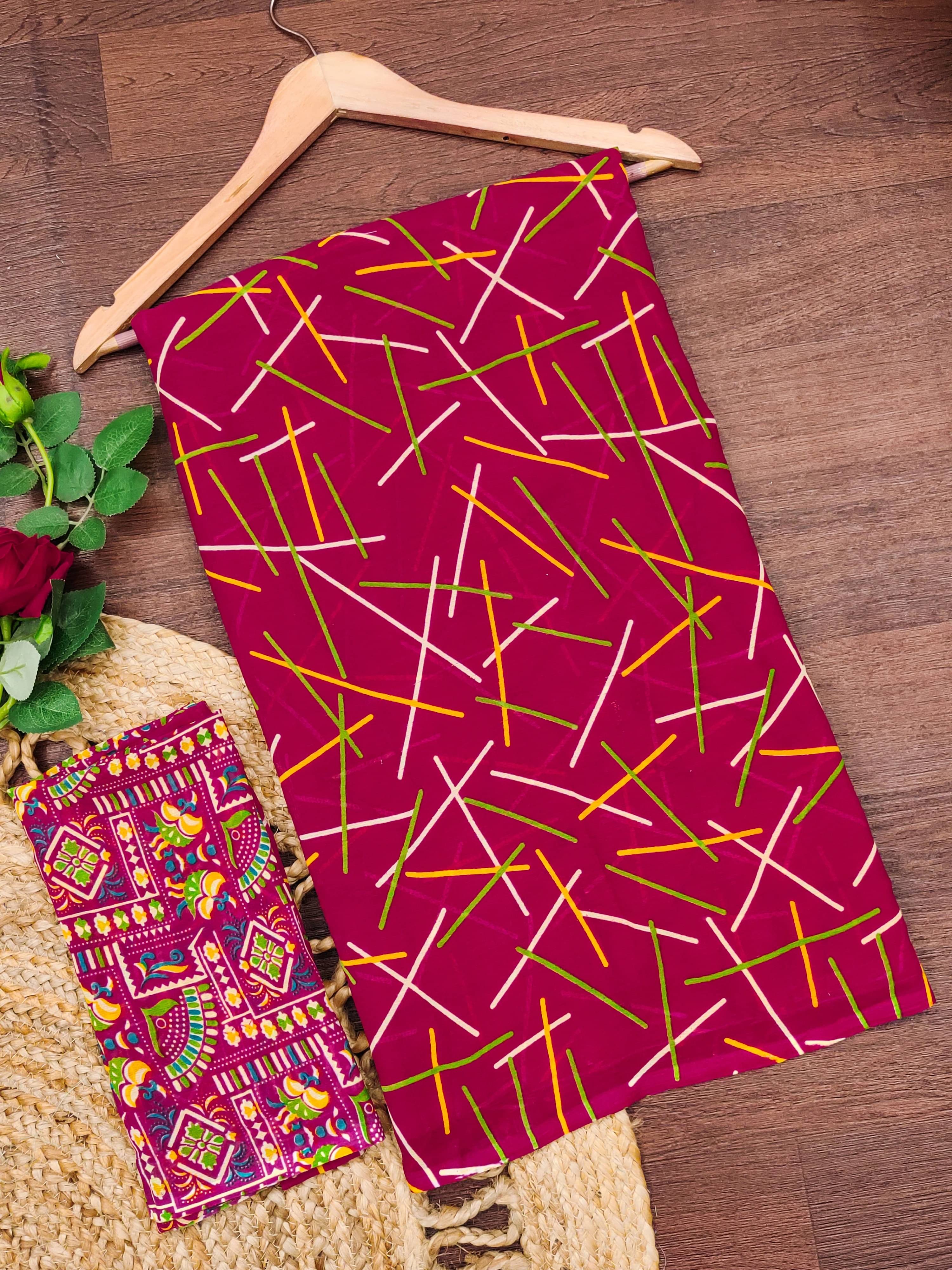     			ANAND SAREES Georgette Printed Ilkal Saree With Unstitched Blouse Piece ( Pink )