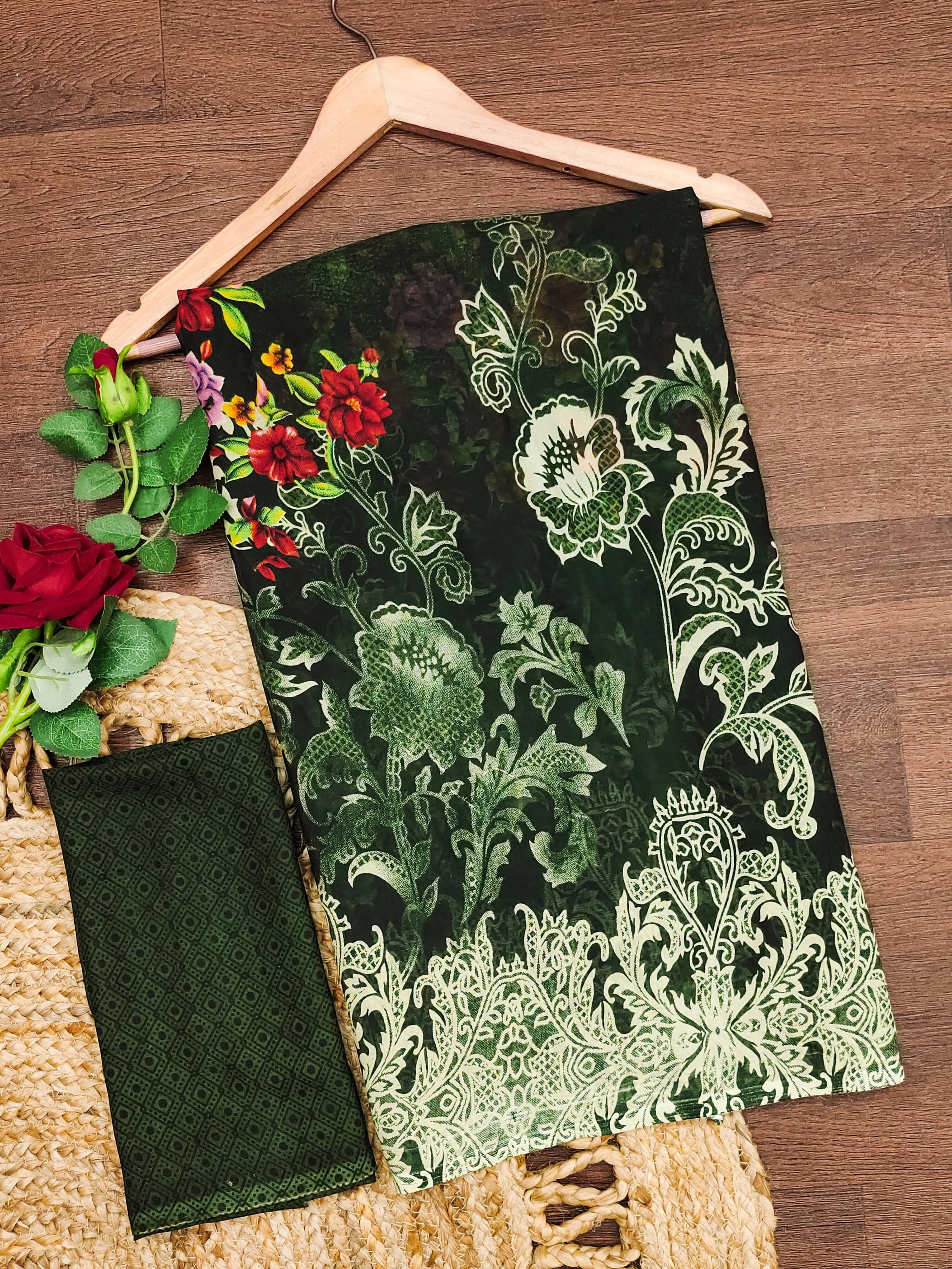 ANAND SAREES Georgette Printed Ilkal Saree With Unstitched Blouse Piece ( Green )     			ANAND SAREES Georgette Printed Ilkal Saree With Unstitched Blouse Piece ( Green )