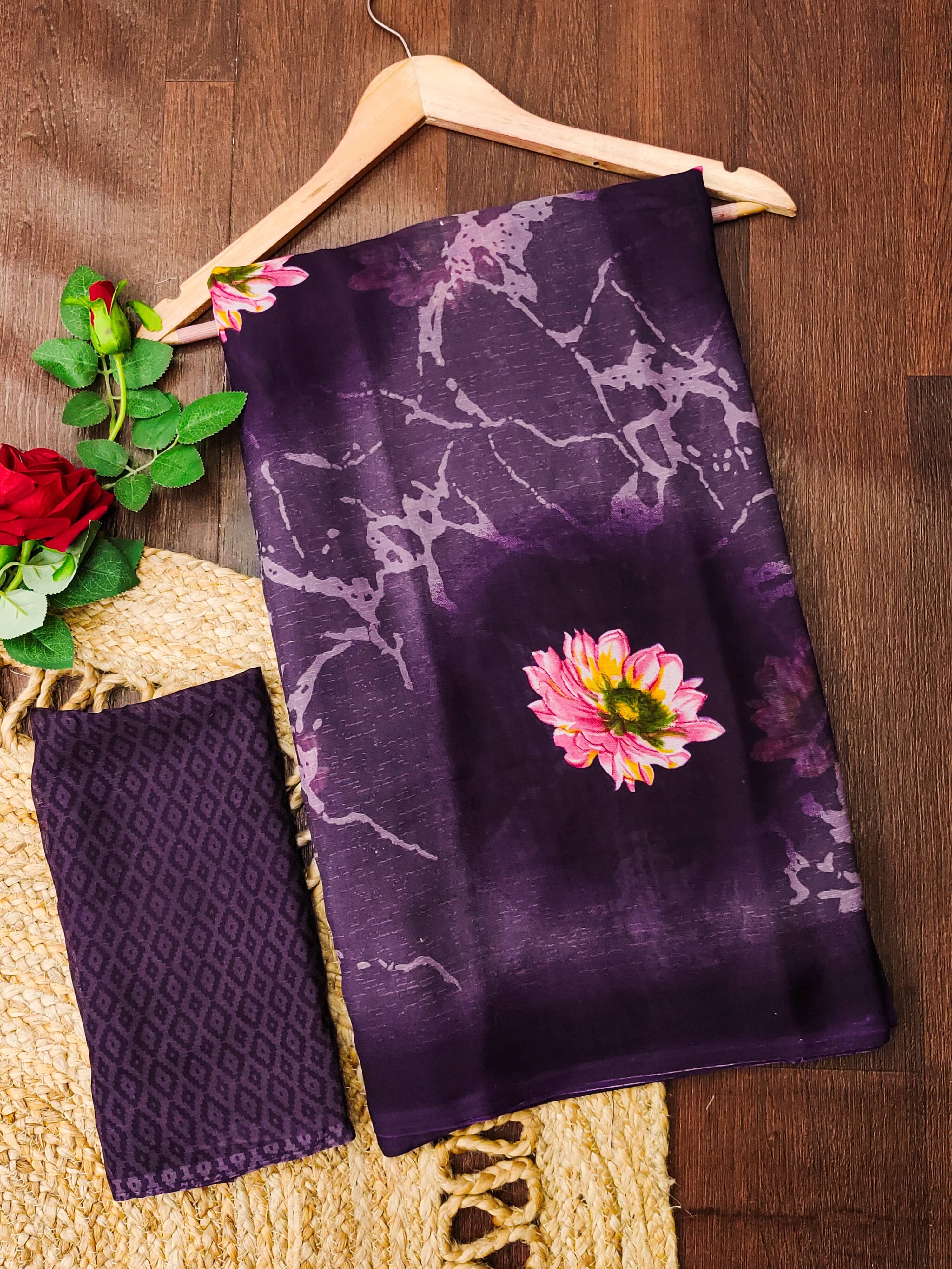ANAND SAREES Georgette Printed Ilkal Saree With Unstitched Blouse Piece ( Purple ) ANAND SAREES Georgette Printed Ilkal Saree With Unstitched Blouse Piece ( Purple )